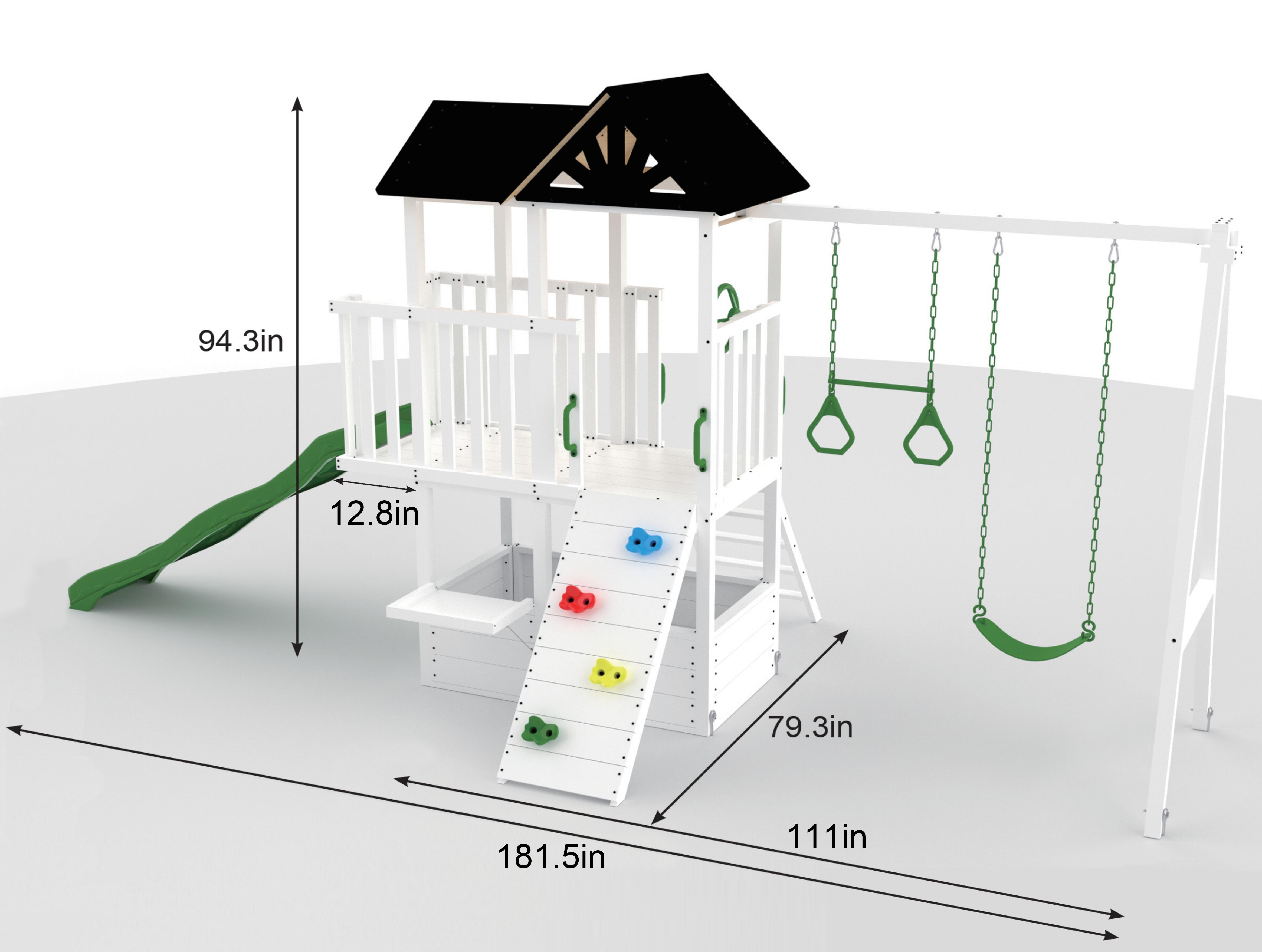 Craftsman Wooden Playhouse & Swing Set - Outdoor Play Set
