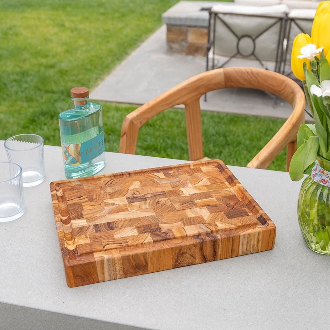 Adobe Checkered Teak Cutting & Serving Board