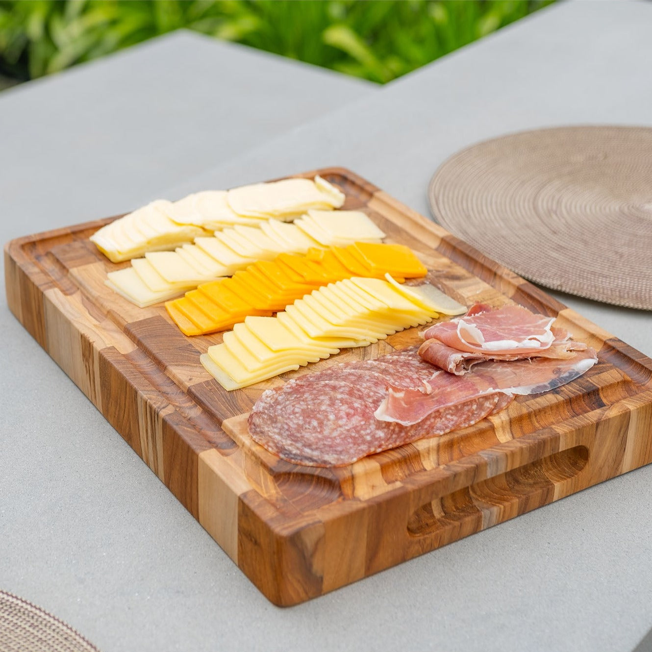 Adobe Checkered Teak Cutting & Serving Board