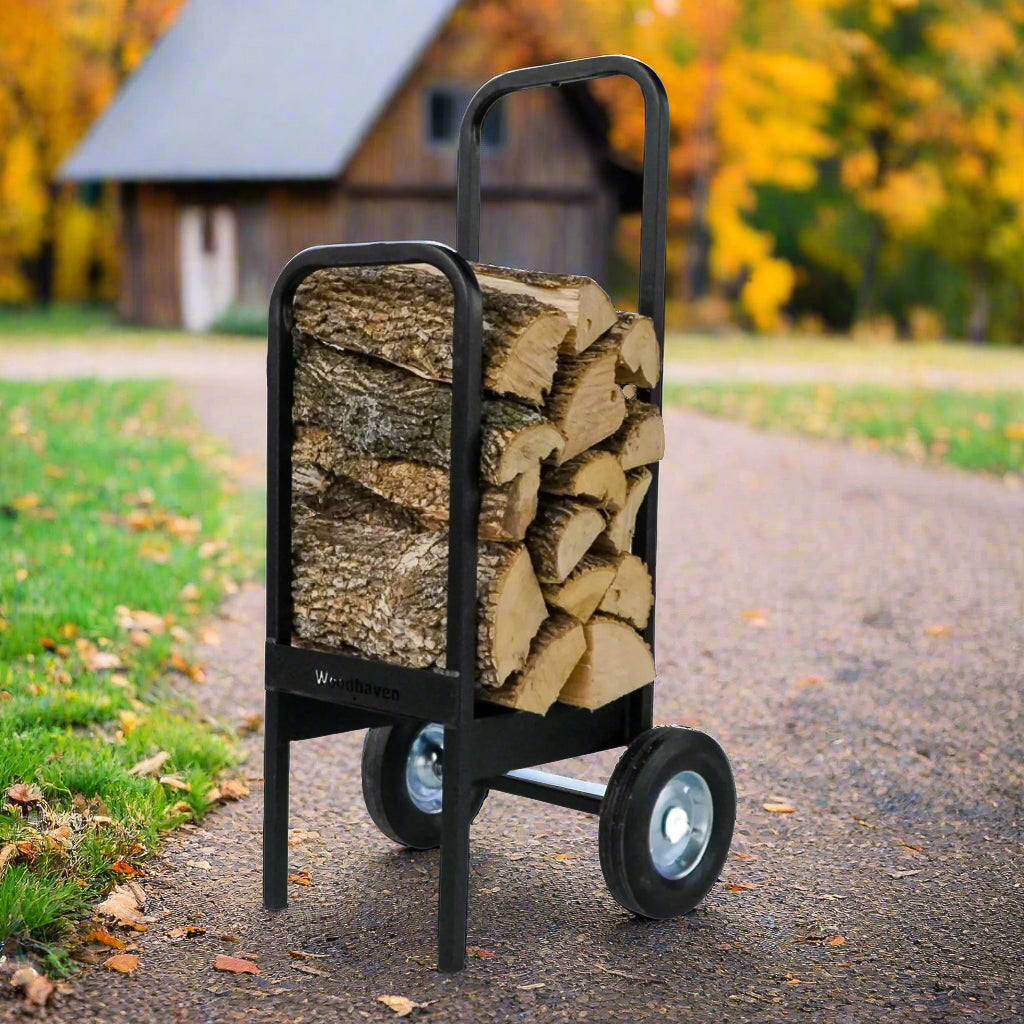 Heavy-Duty Steel Firewood Cart - 300 Lb Capacity