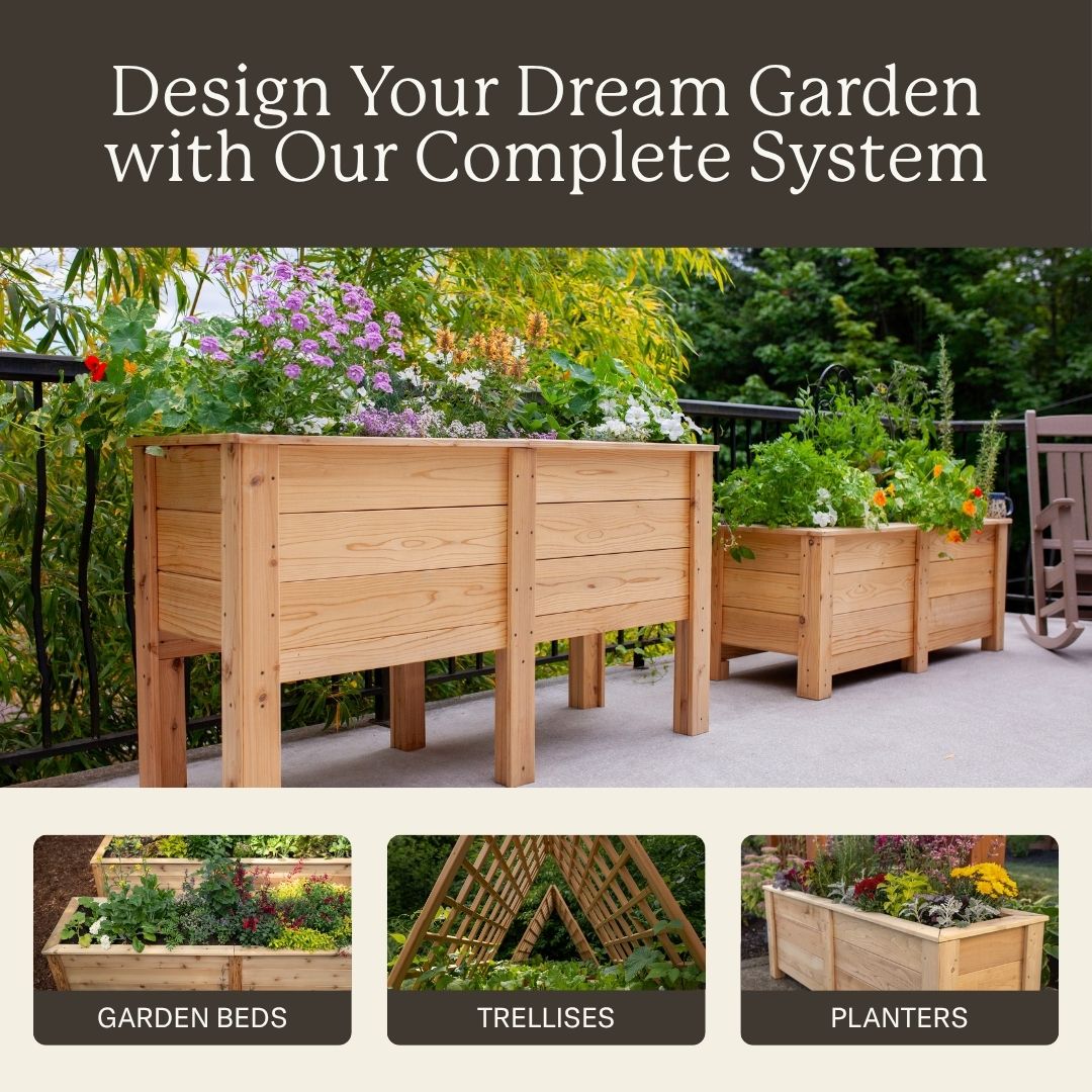 Natural Cedar Elevated Planter with Trellis
