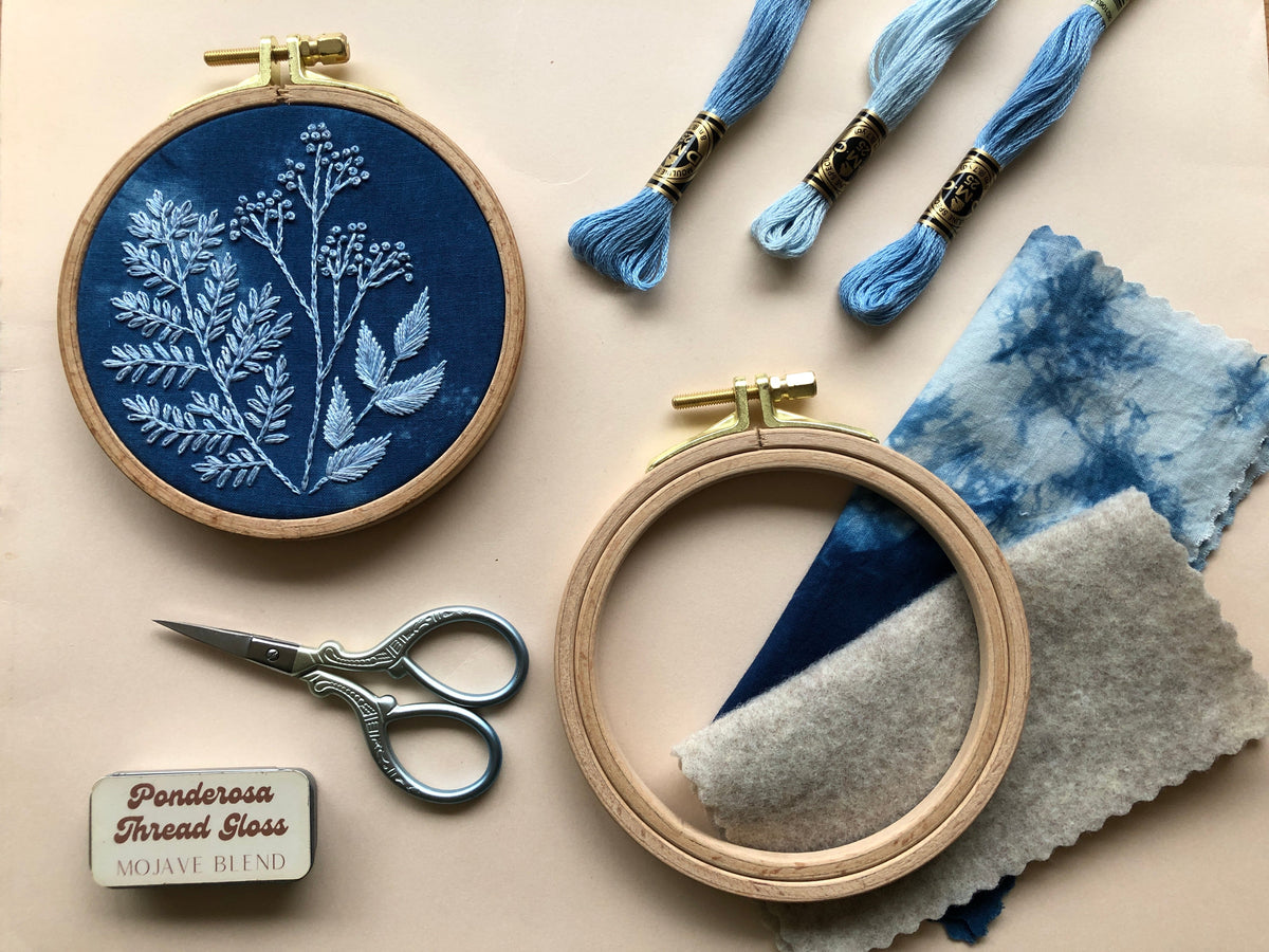 Cyanotype Botanicals - Beginner Embroidery Kit
