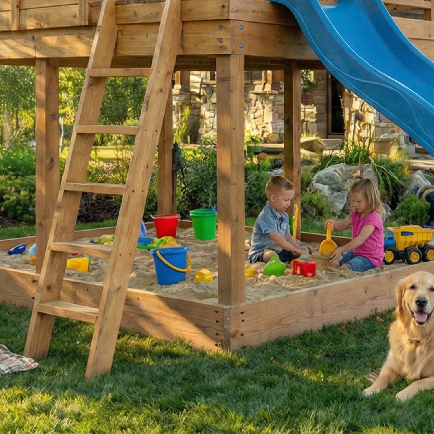 6' x 9' Cedar Playhouse & Sandbox