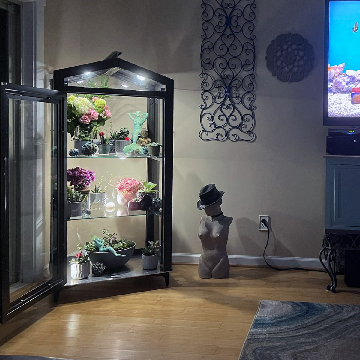 2.5' x 1.3' Indoor/Outdoor Garden Curio Greenhouse Cabinet