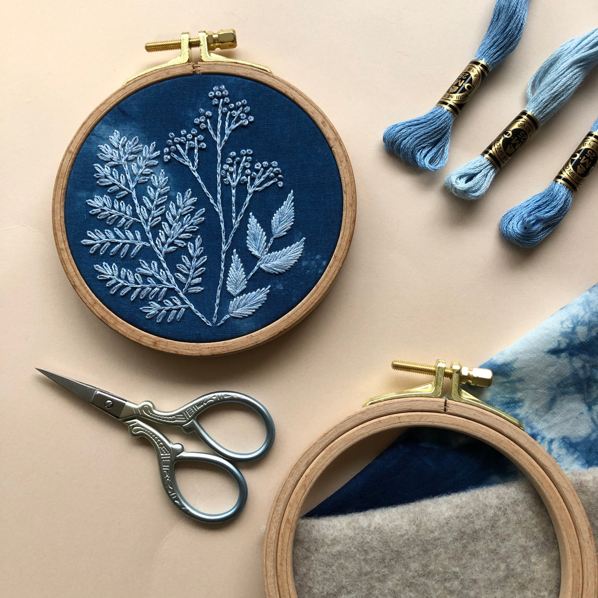 Cyanotype Botanicals - Beginner Embroidery Kit