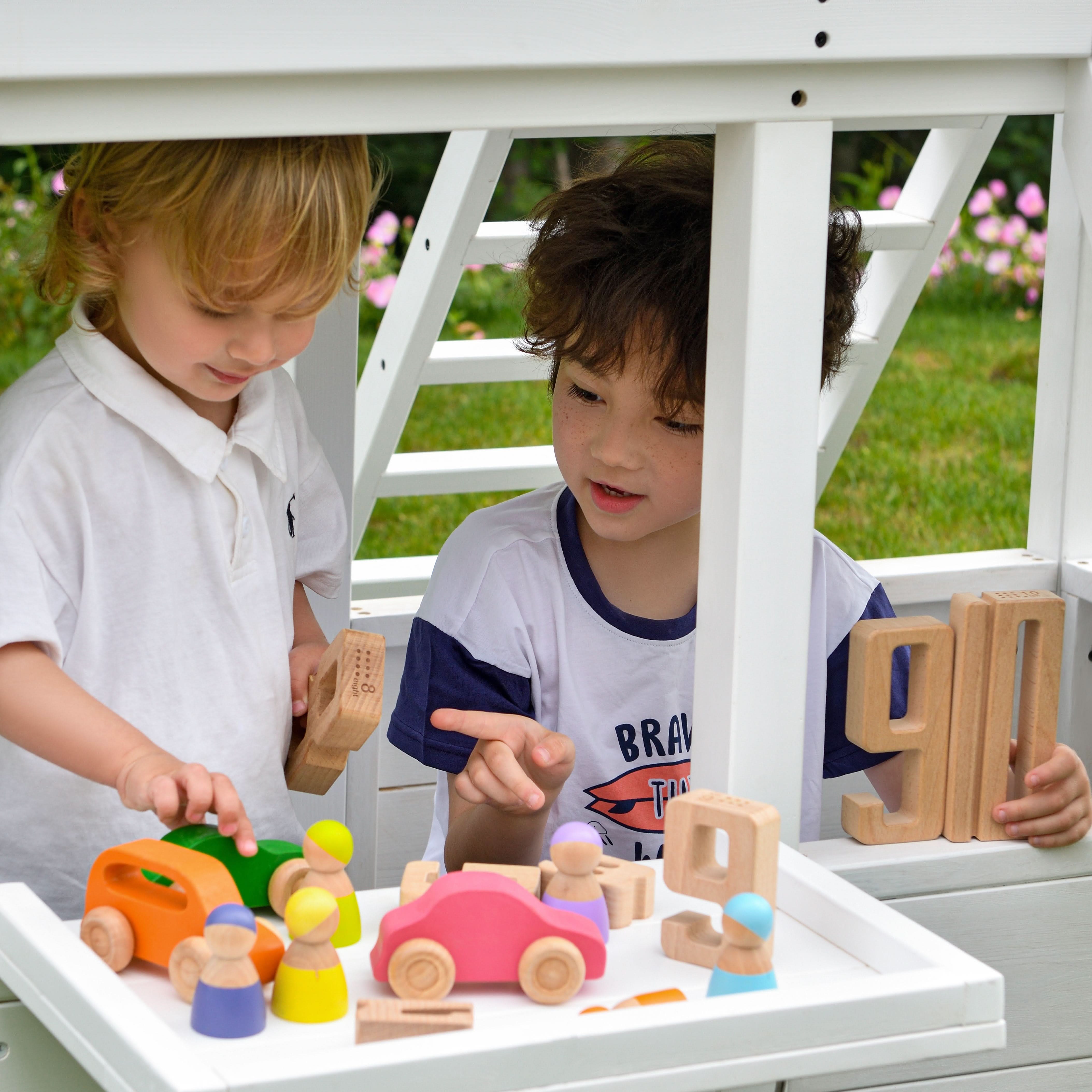 Craftsman Wooden Playhouse & Swing Set - Outdoor Play Set