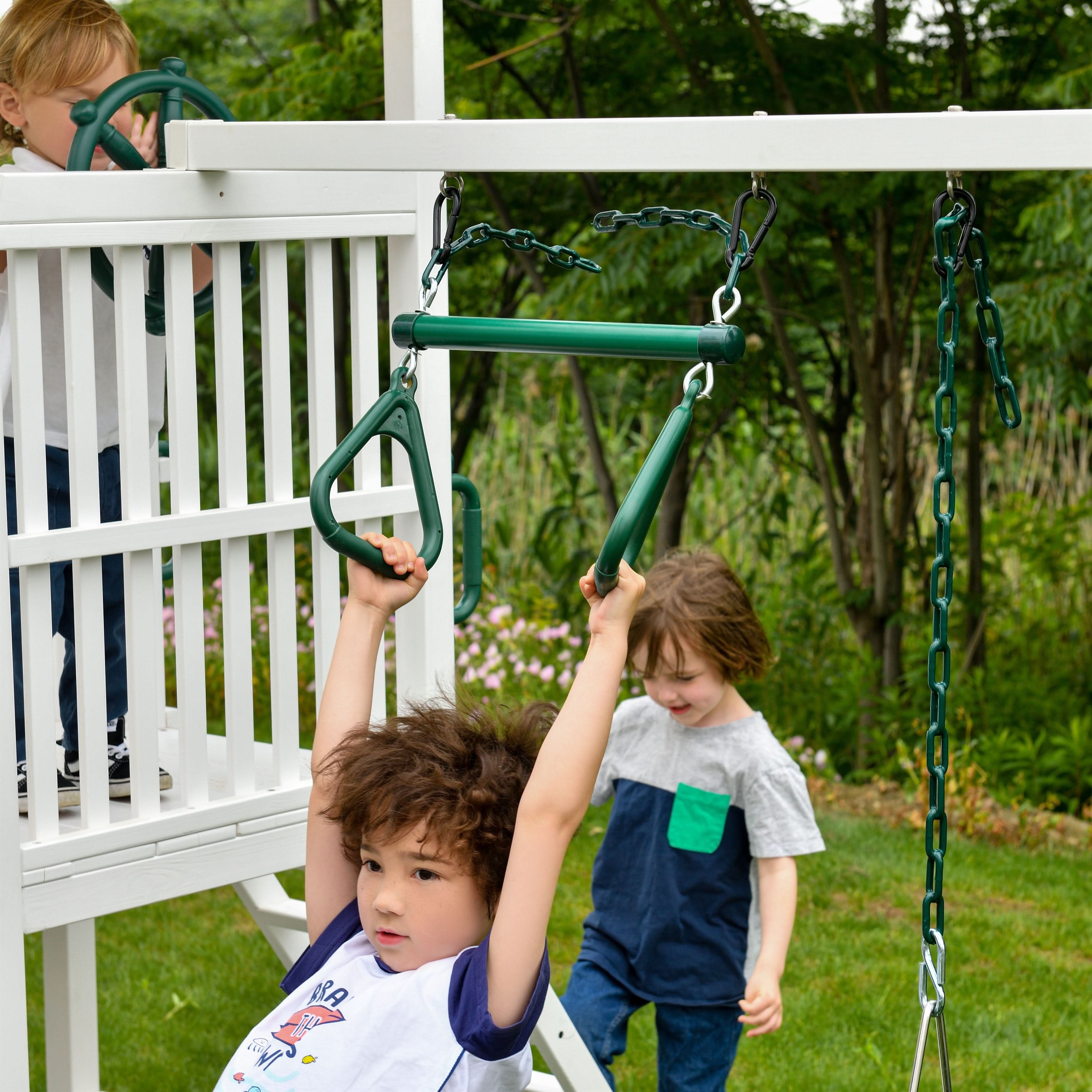 Craftsman Wooden Playhouse & Swing Set - Outdoor Play Set