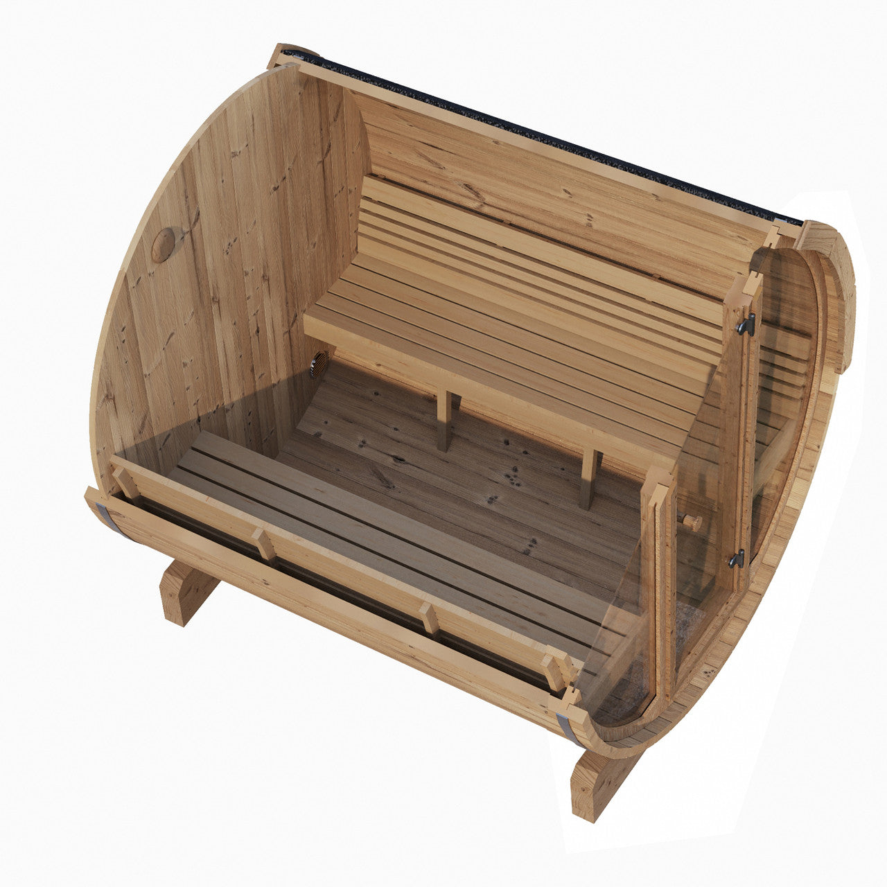 Outdoor Wooden Barrel Sauna - Panorama