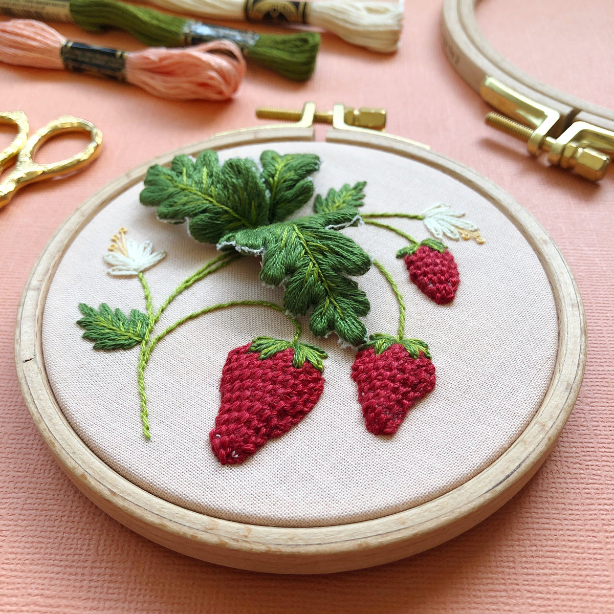 3D Stumpwork Strawberries - Intermediate Embroidery Kit