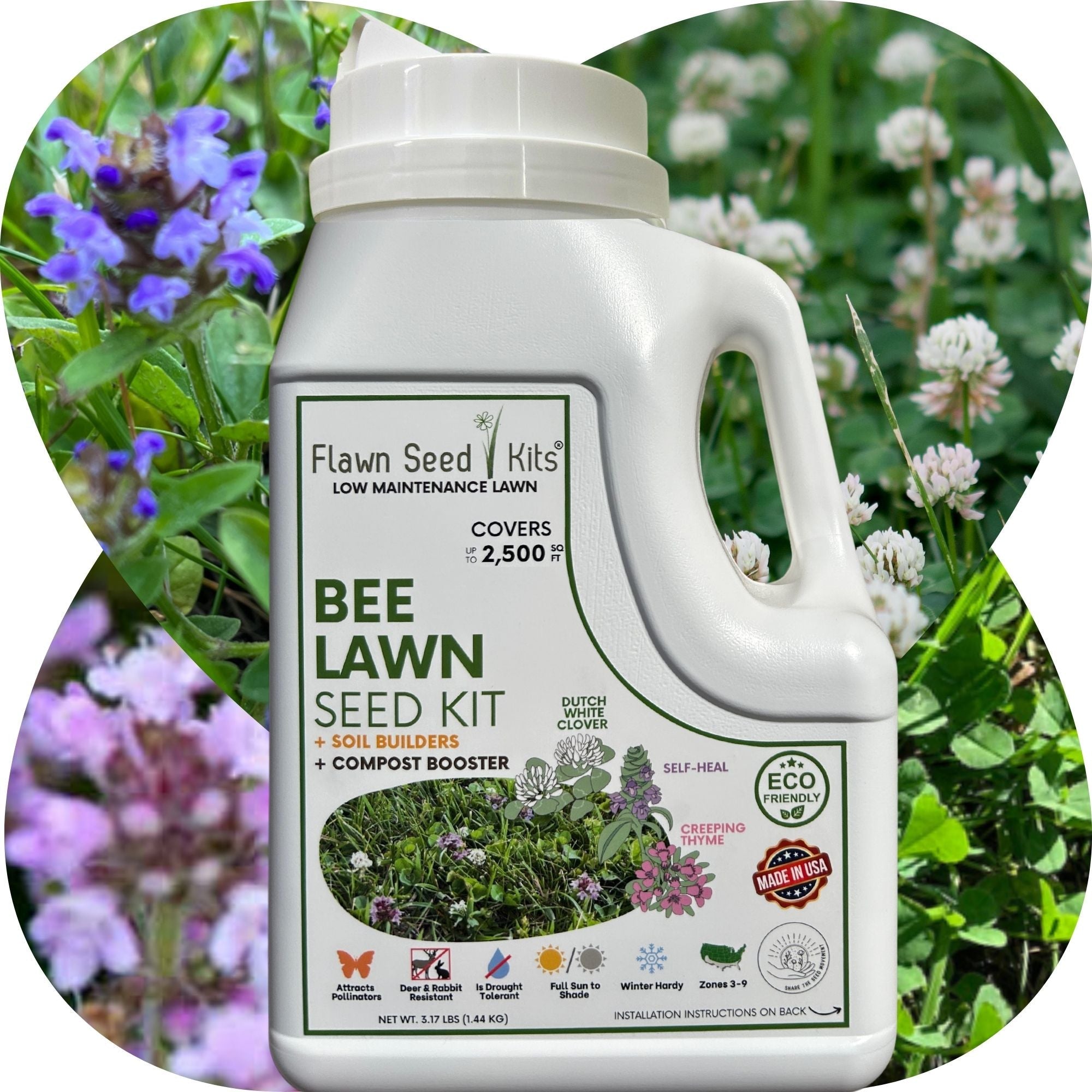 Bee Lawn Blend - White Clover, Self-Heal, & Creeping Thyme Seed Kit