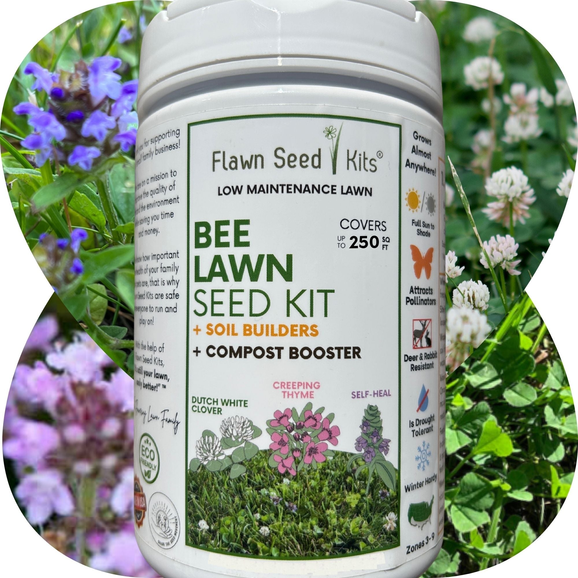 Bee Lawn Blend - White Clover, Self-Heal, & Creeping Thyme Seed Kit
