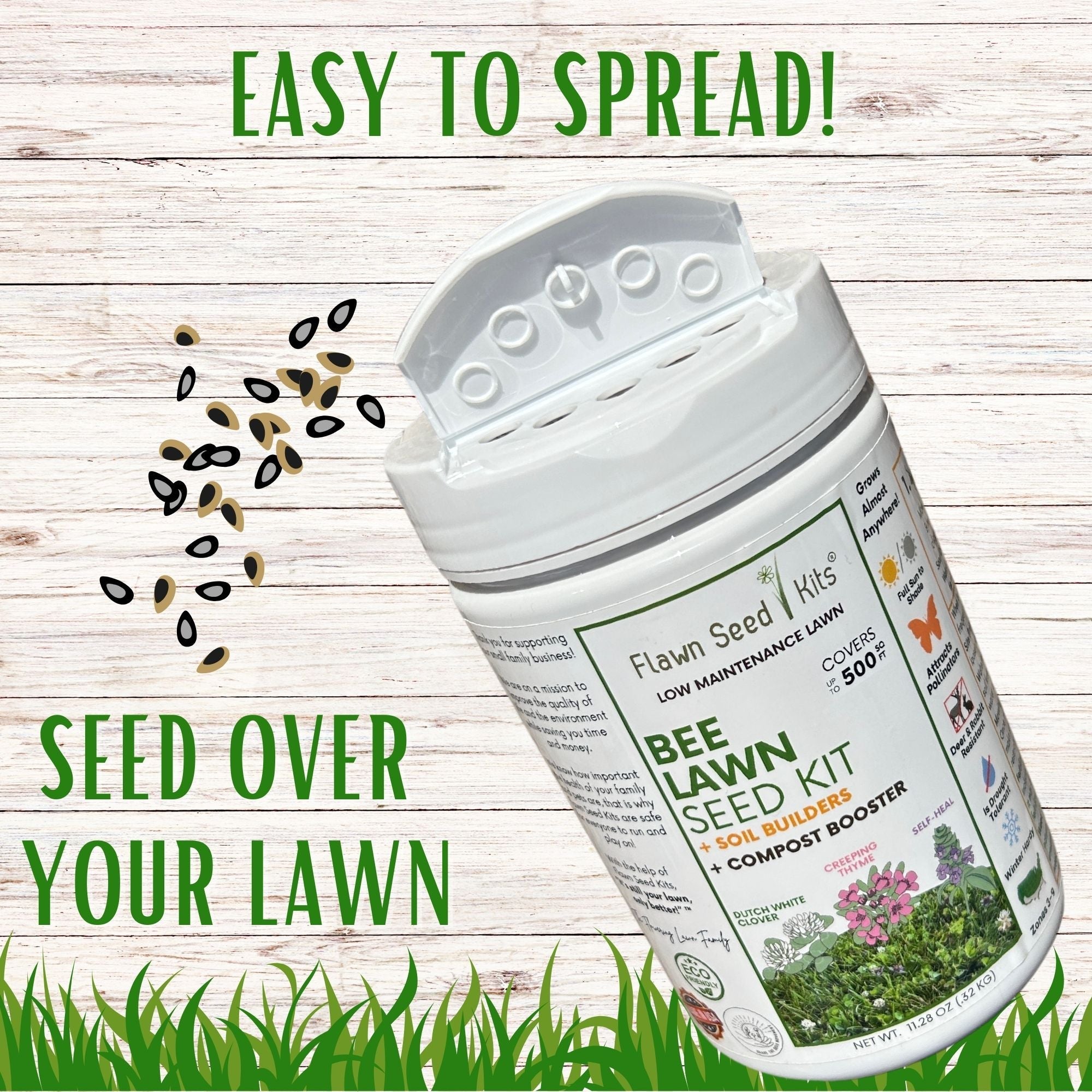 Bee Lawn Blend - White Clover, Self-Heal, & Creeping Thyme Seed Kit