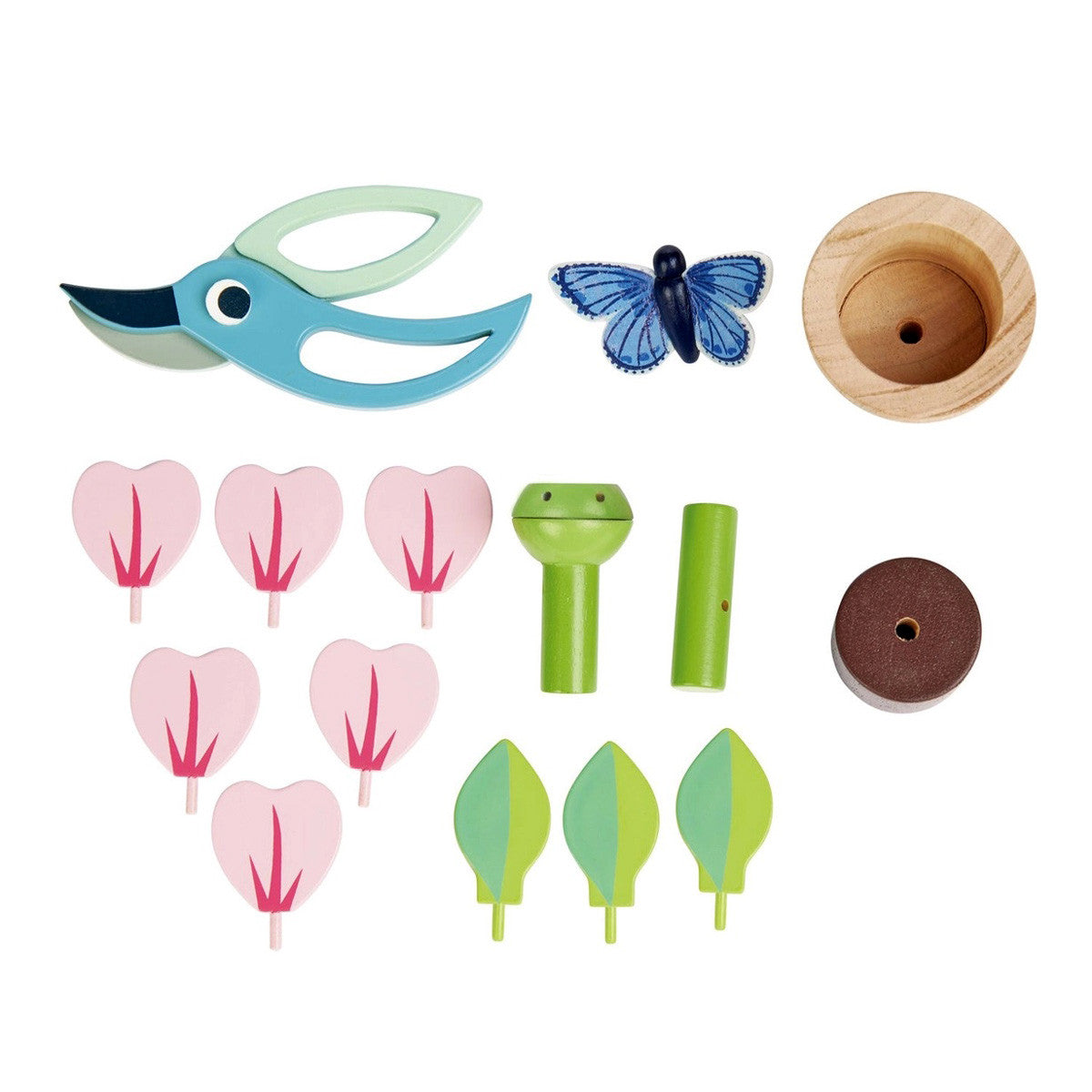 Wooden Blossom Flowerpot Set