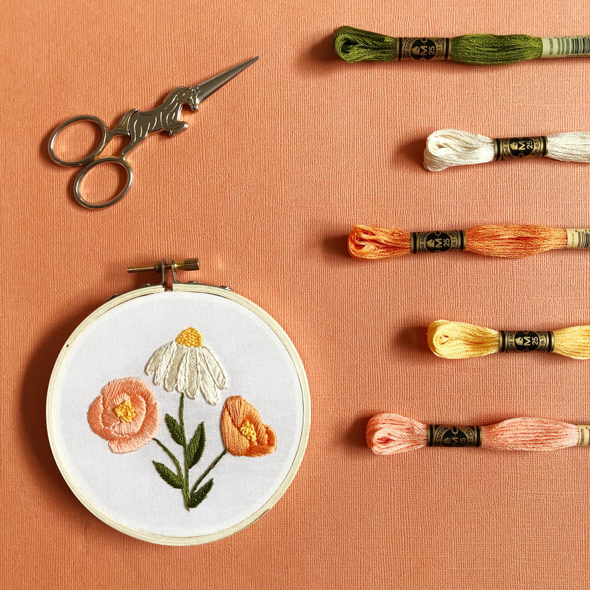 Flower Trio - Beginner Embroidery Kit