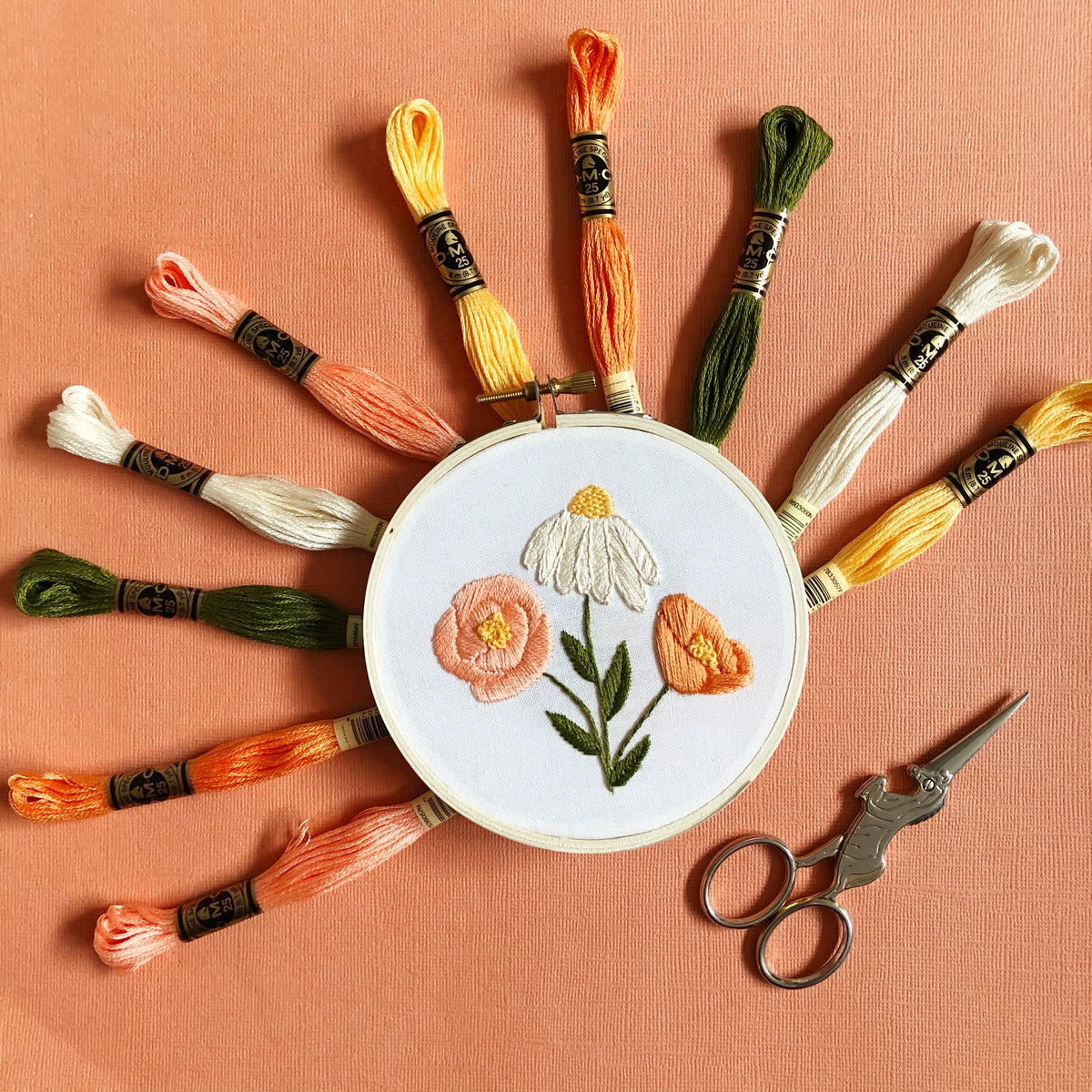 Flower Trio - Beginner Embroidery Kit