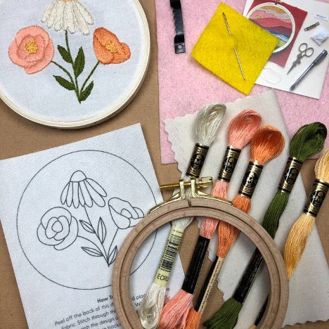 Flower Trio - Beginner Embroidery Kit
