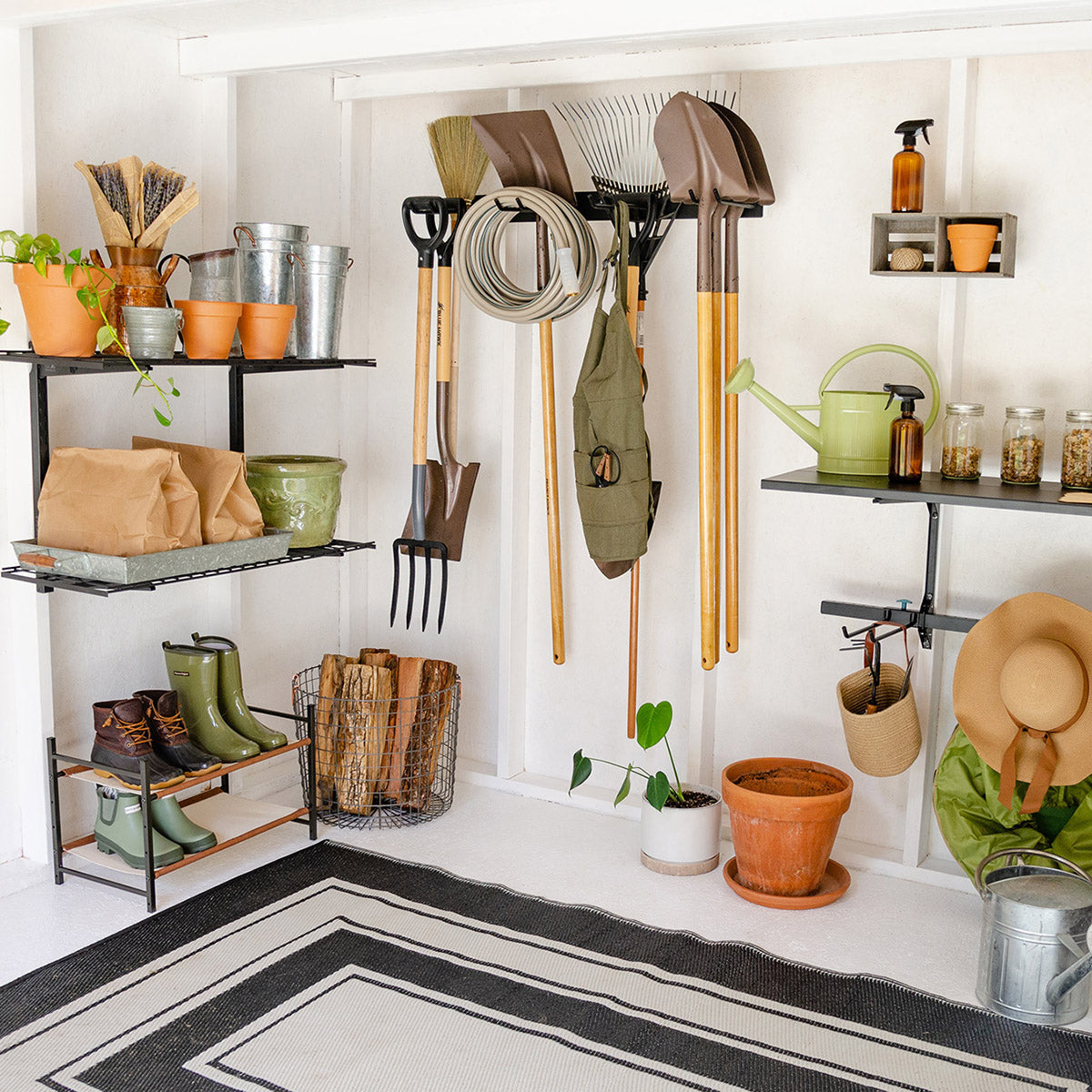 Wall-Mounted Bedrock Garden Tool Organizer - 3' Storage Hanger