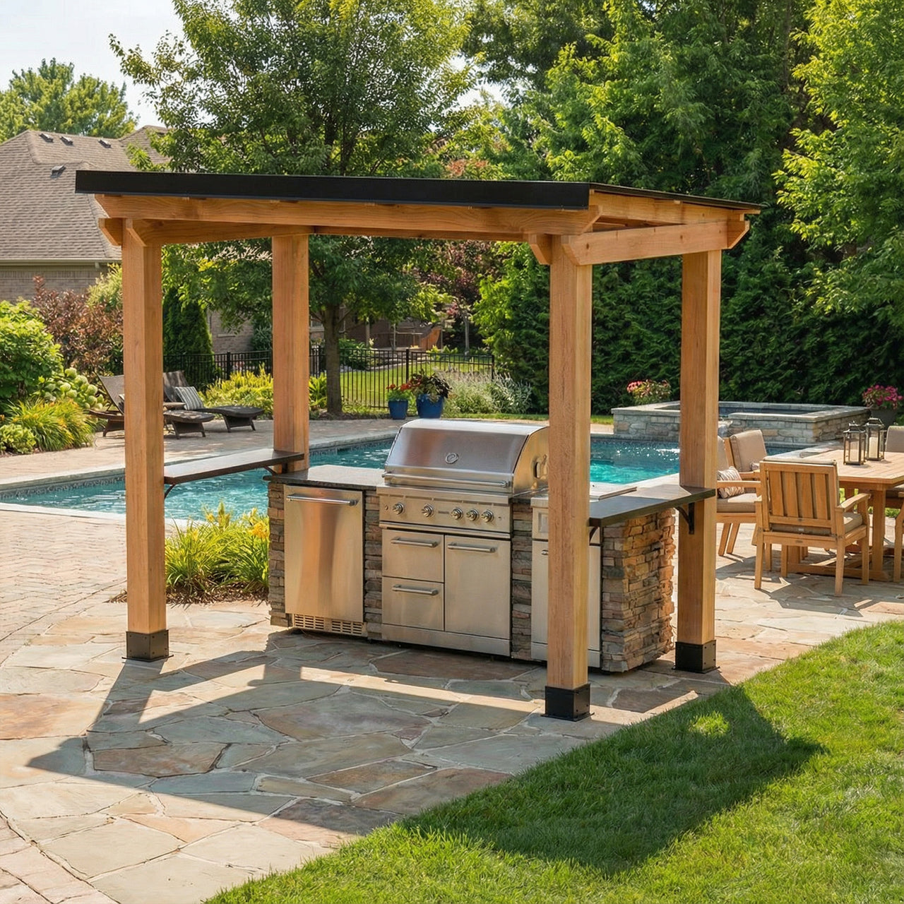 8' X 5' Western Red Cedar - Grill Gazebo