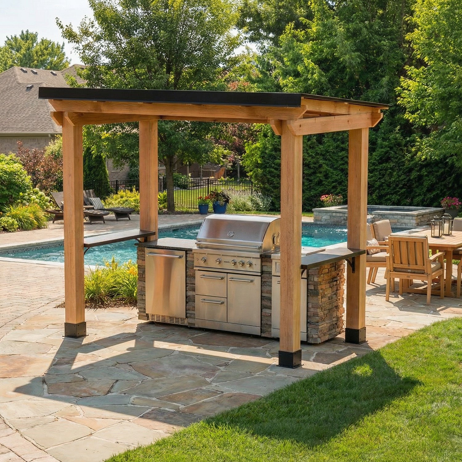 8' X 5' Western Red Cedar - Grill Gazebo