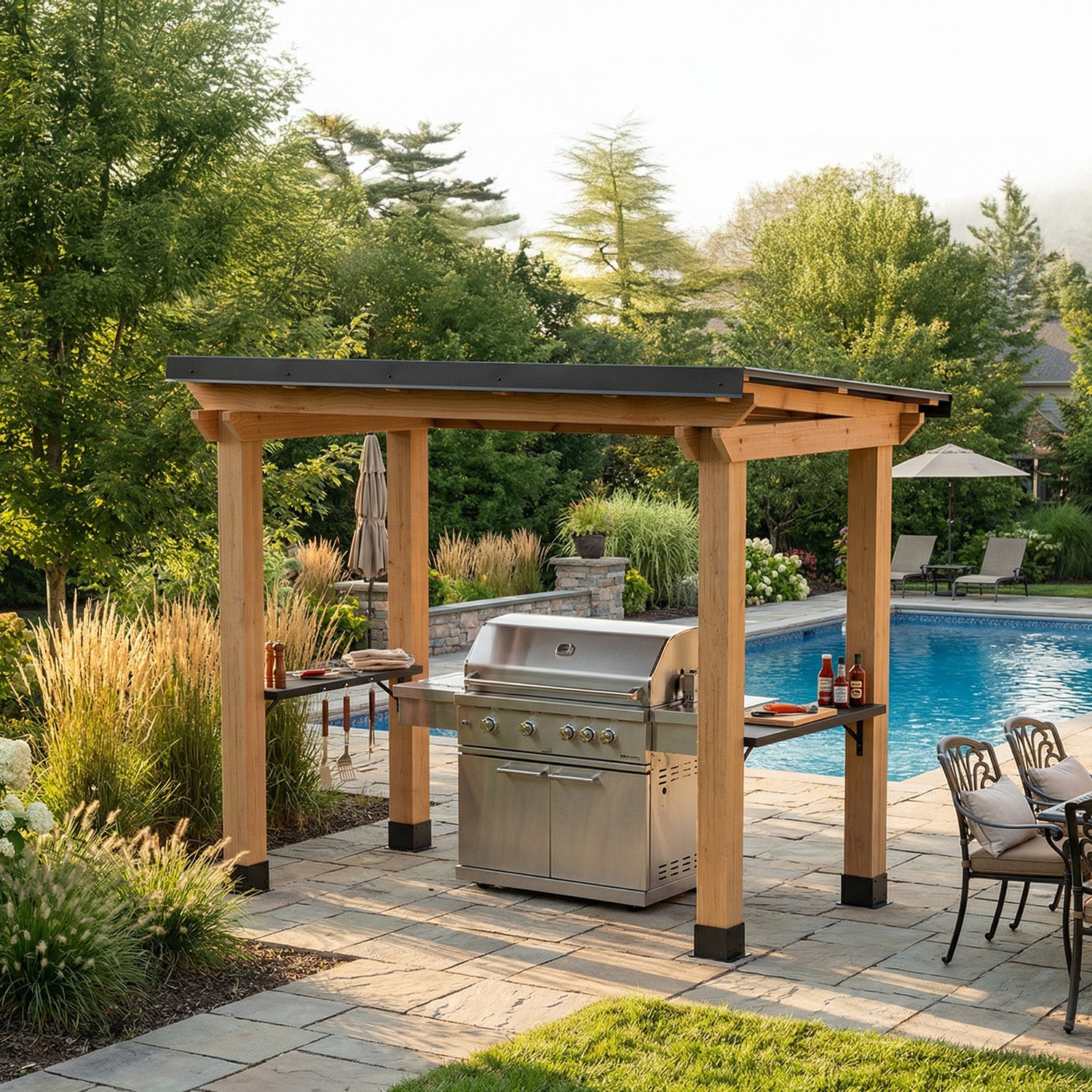 8' X 5' Western Red Cedar - Grill Gazebo