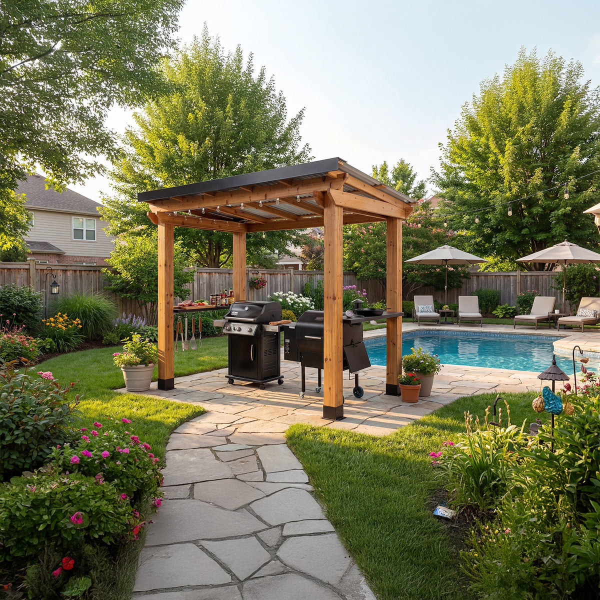 8' X 5' Western Red Cedar - Grill Gazebo
