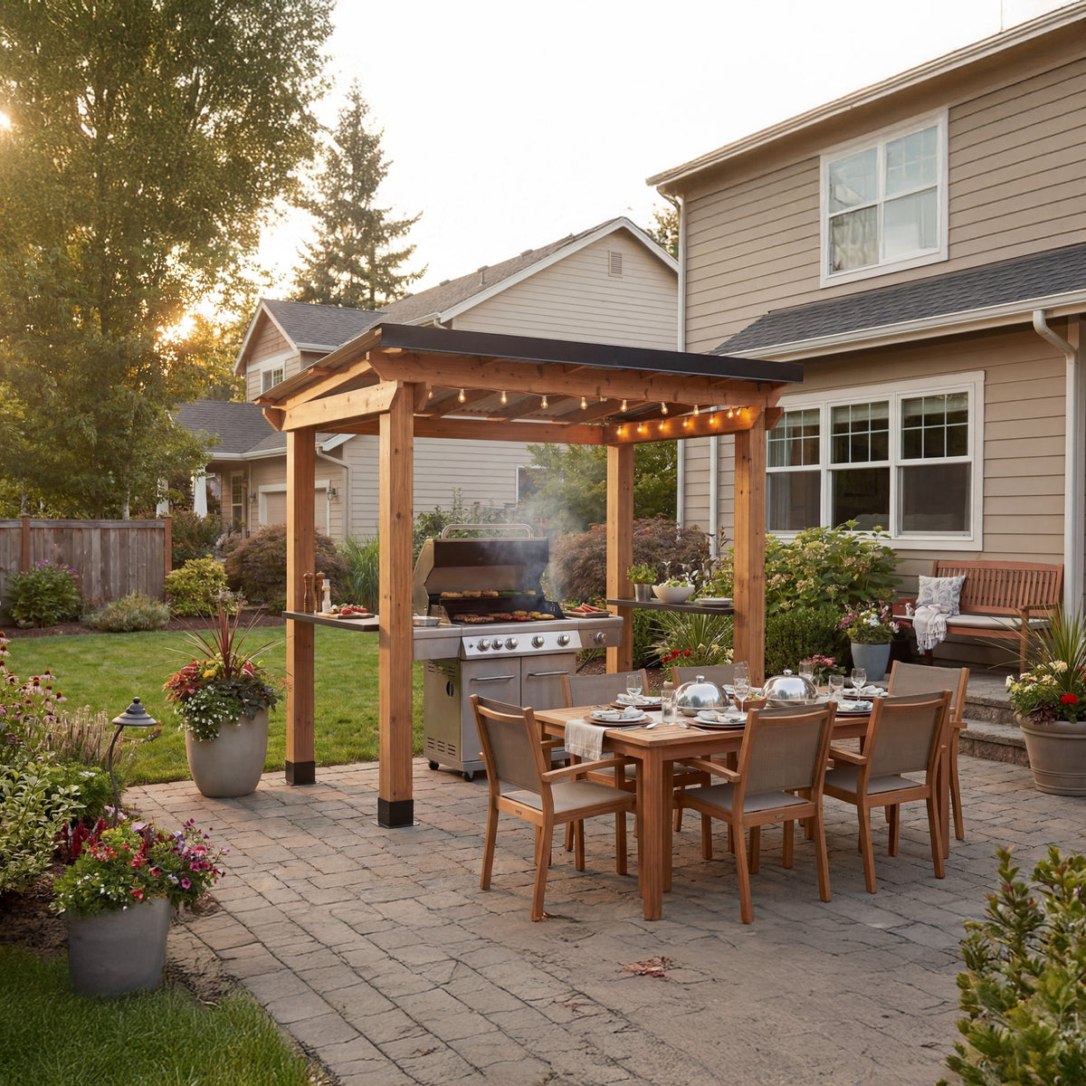 8' X 5' Western Red Cedar - Grill Gazebo