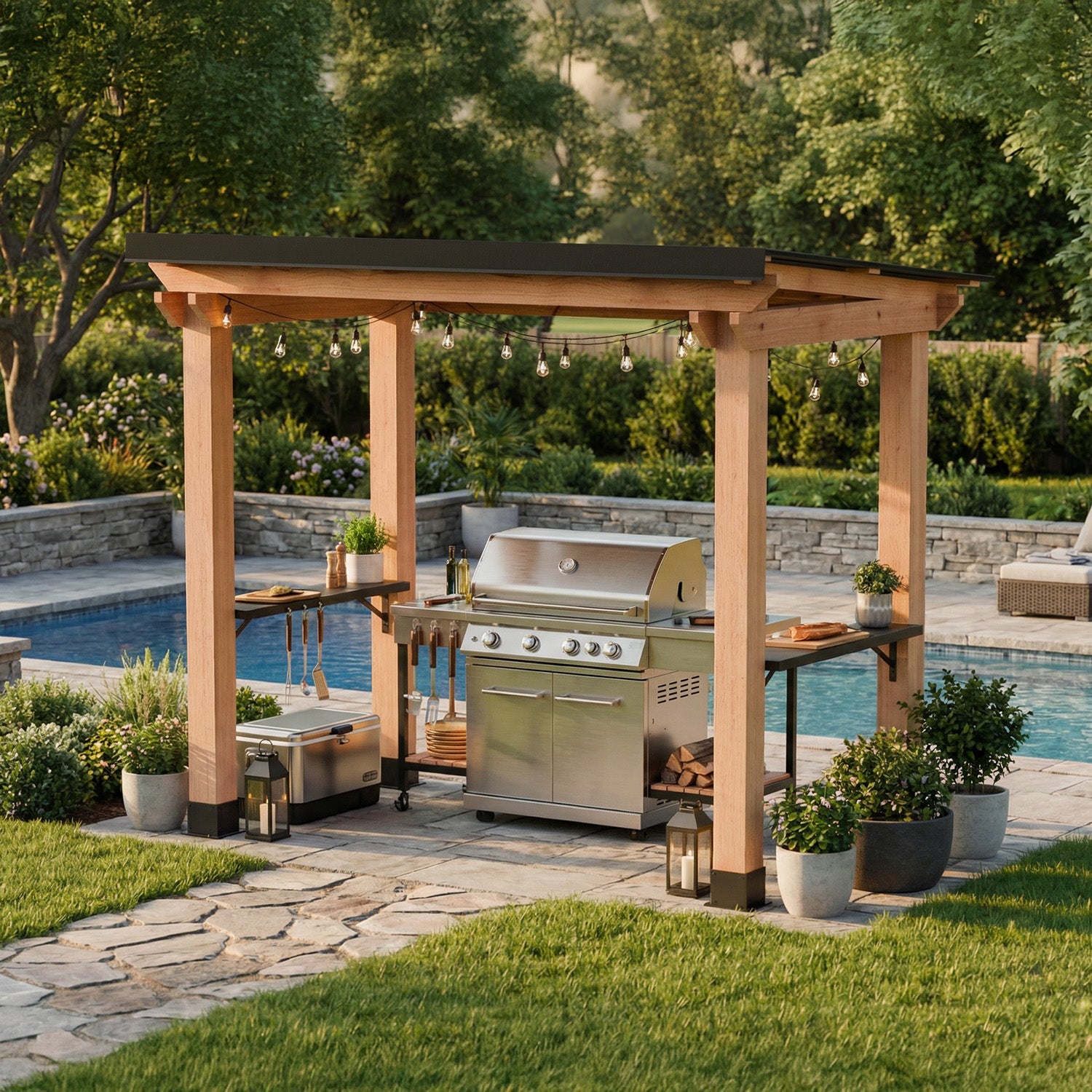 8' X 5' Western Red Cedar - Grill Gazebo