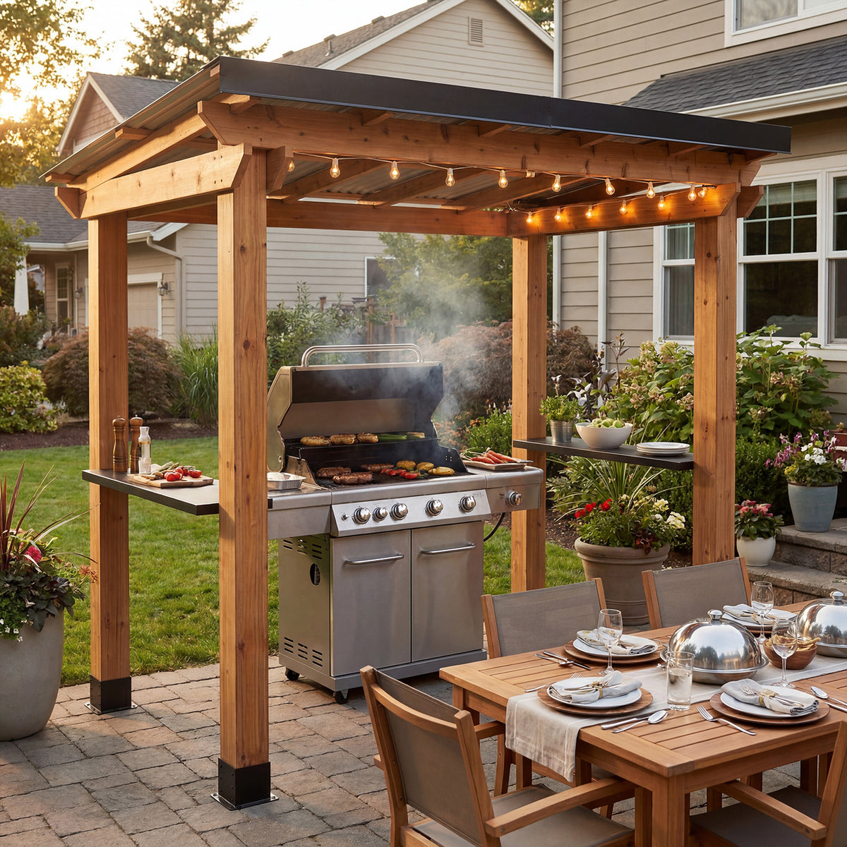 8' X 5' Western Red Cedar - Grill Gazebo