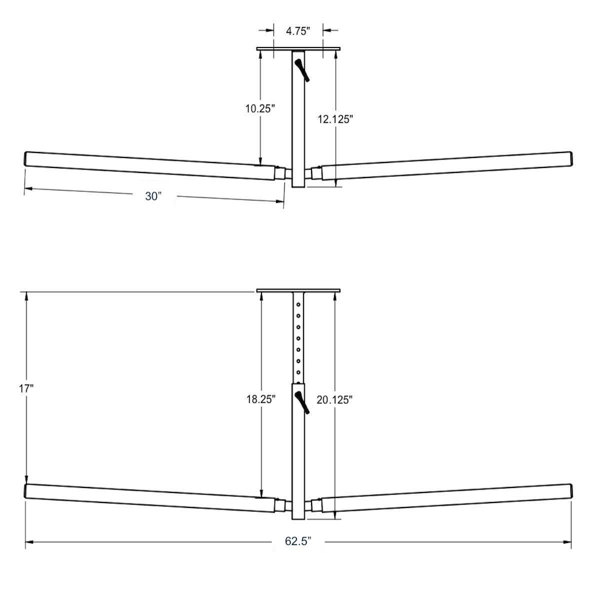 Adjustable Ceiling Hi-Port Ladder Storage Rack - Double