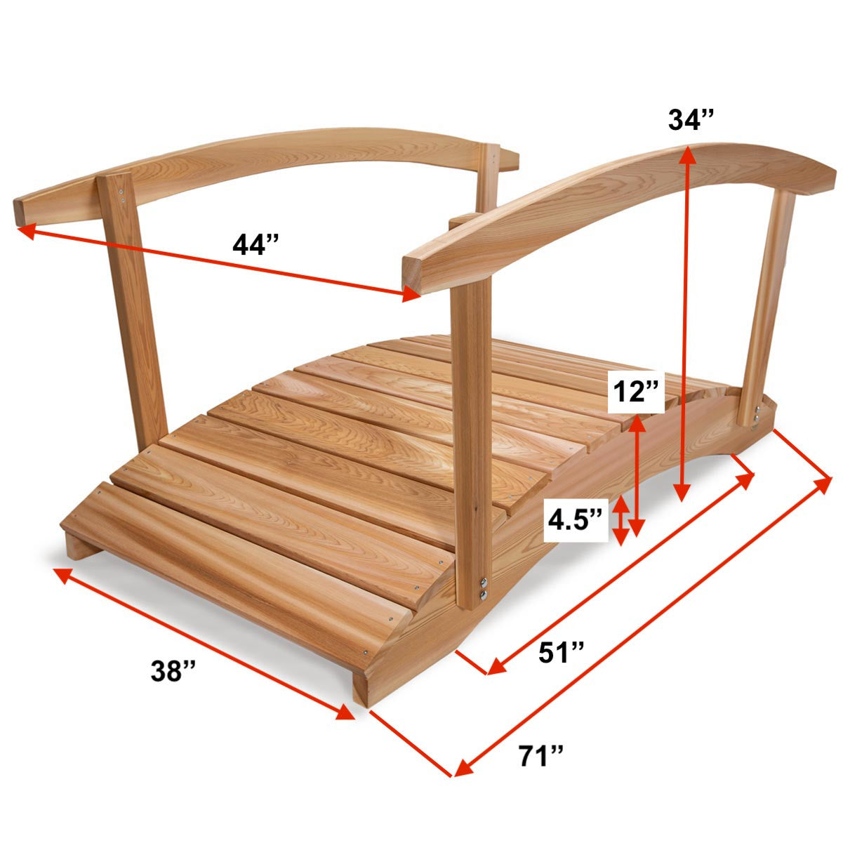 6' Cedar Garden Bridge & Handrails