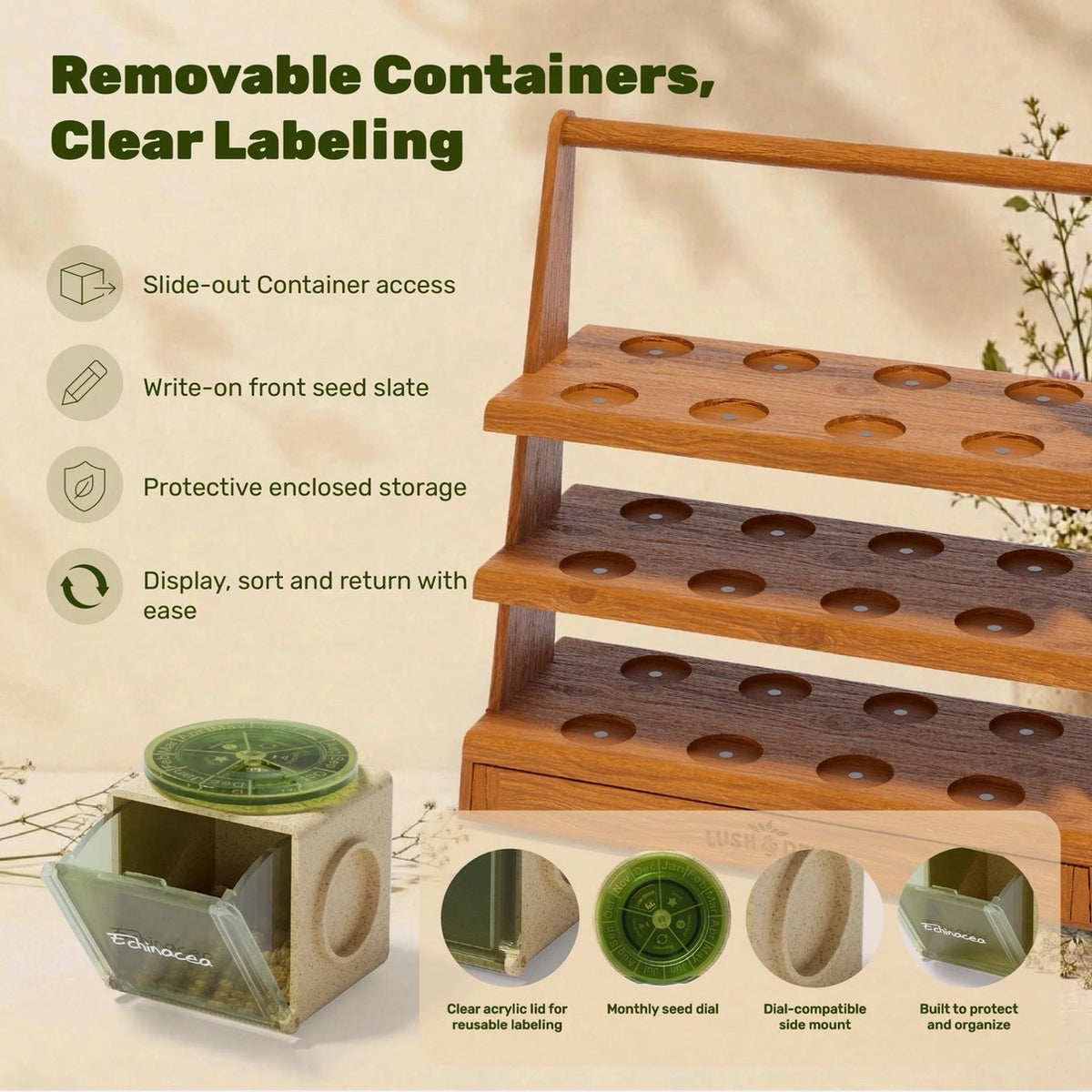 Harvest Hutch Wooden Seed Library - 24 Seed Storage Cubes