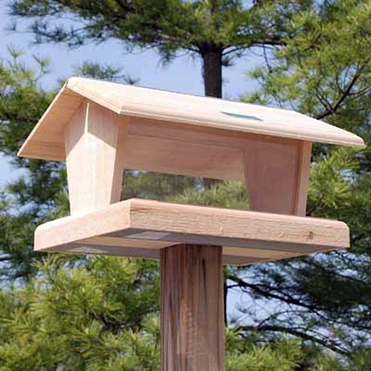 Wooden Hopper Bird Feeder