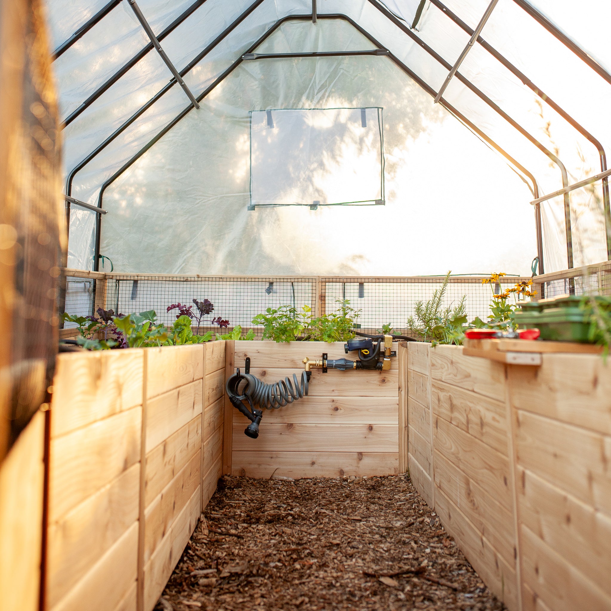 Cedar Complete Raised Garden Bed Kit with Greenhouse Cover 8' x 12'