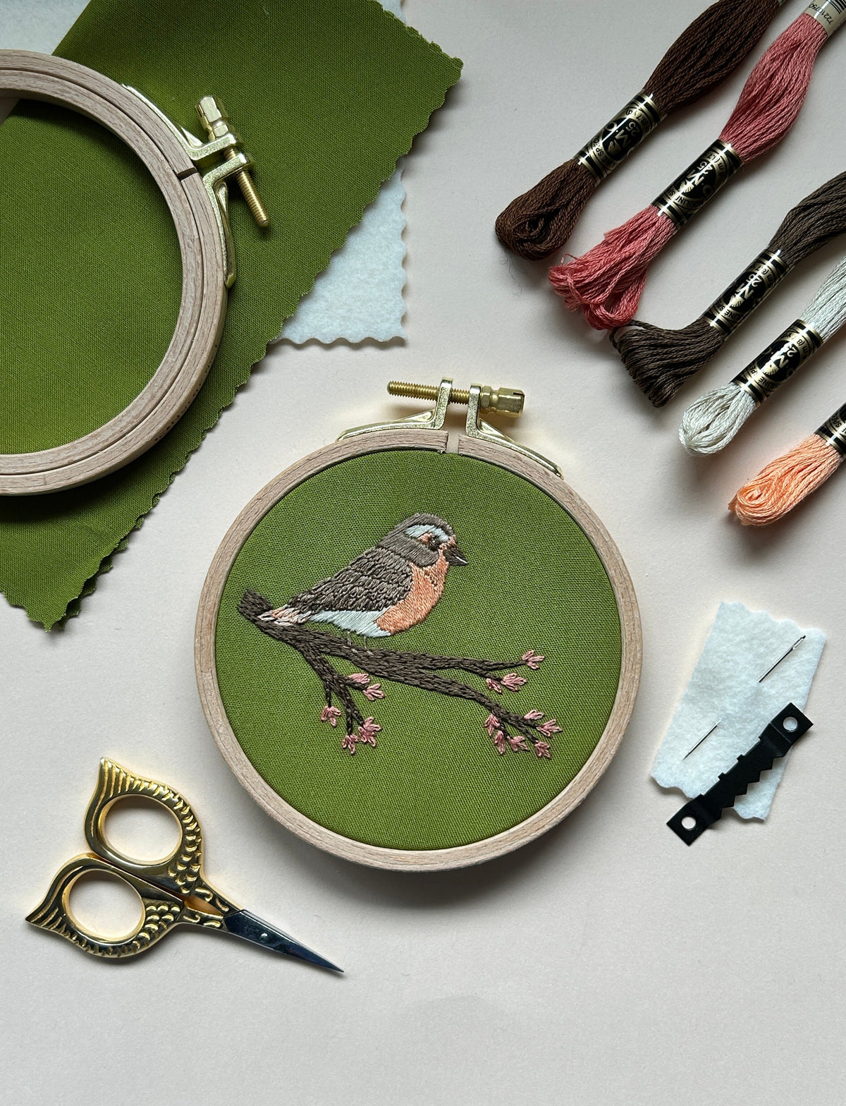 Spring Robin - Beginner Embroidery Kit