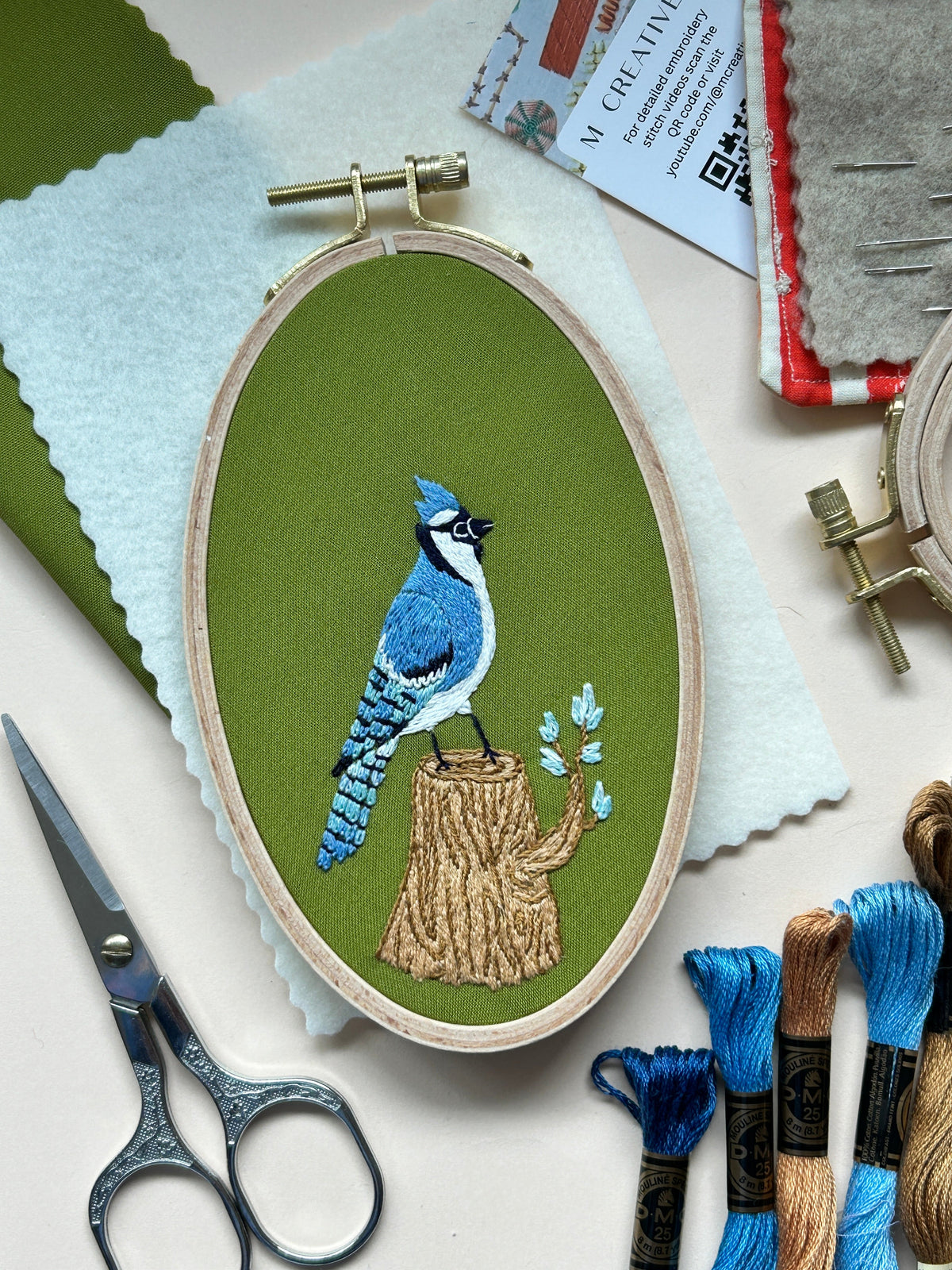 Bluejay in the Woods - Intermediate Embroidery Kit