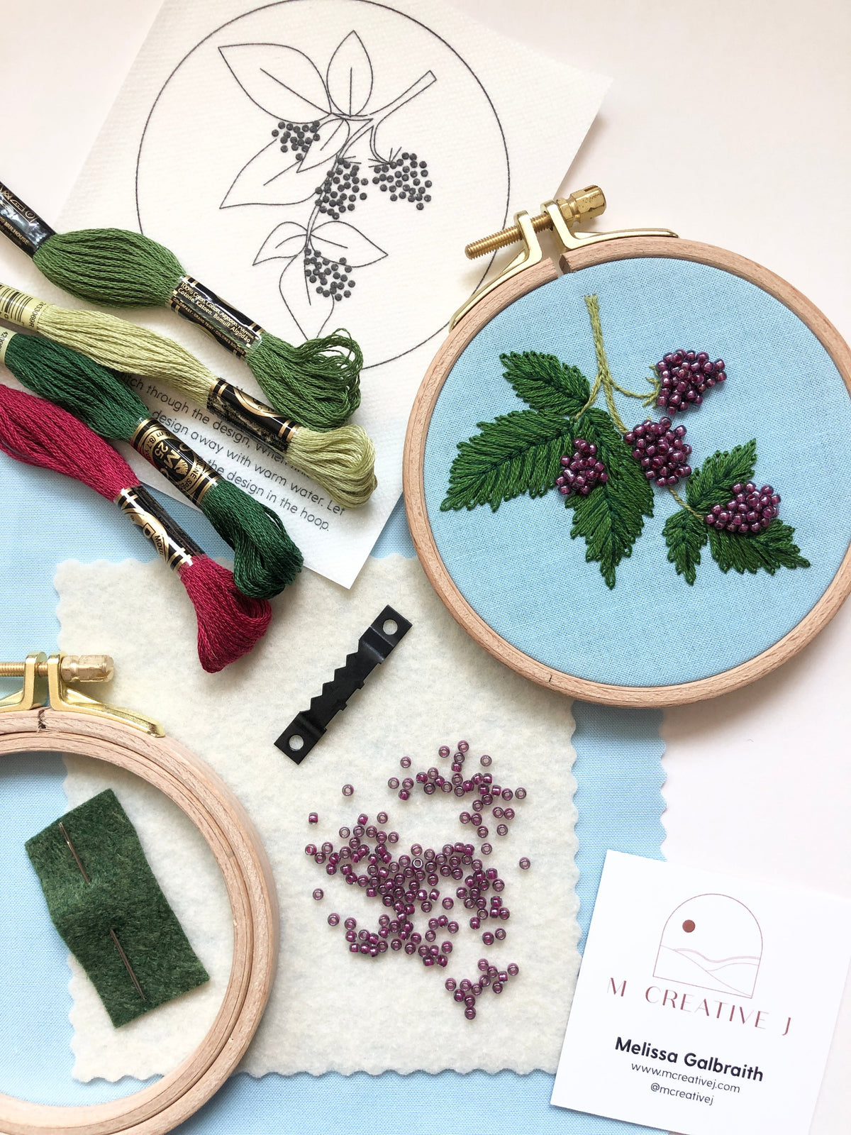 Beaded Berries - Intermediate Embroidery Kit