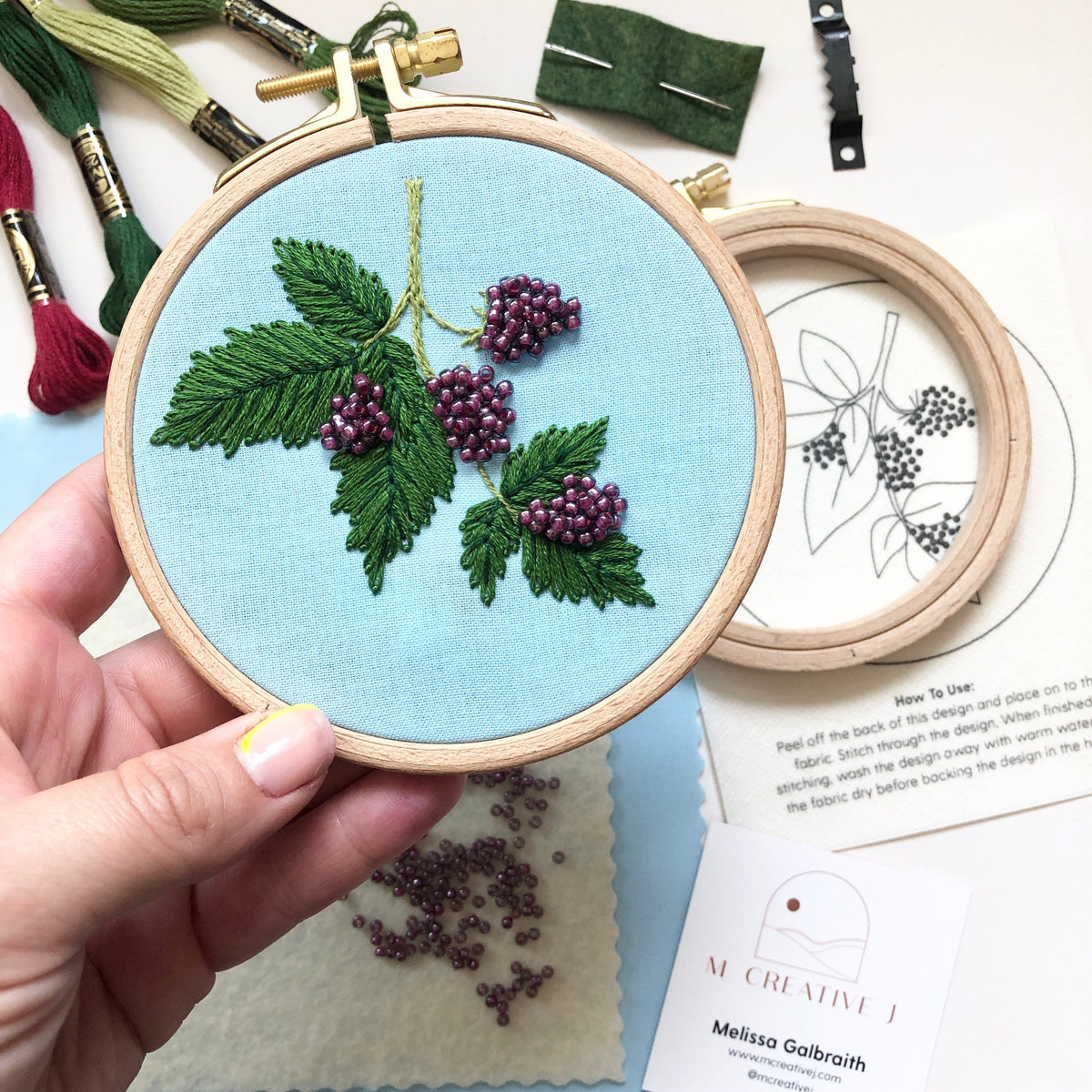 Beaded Berries - Intermediate Embroidery Kit