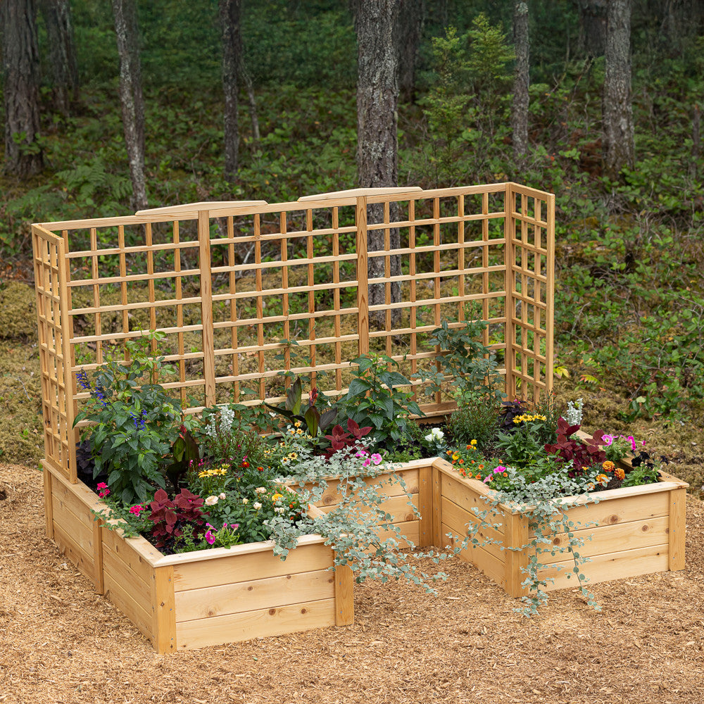 Natural Cedar 9' U-Shaped Raised Bed with Trellis