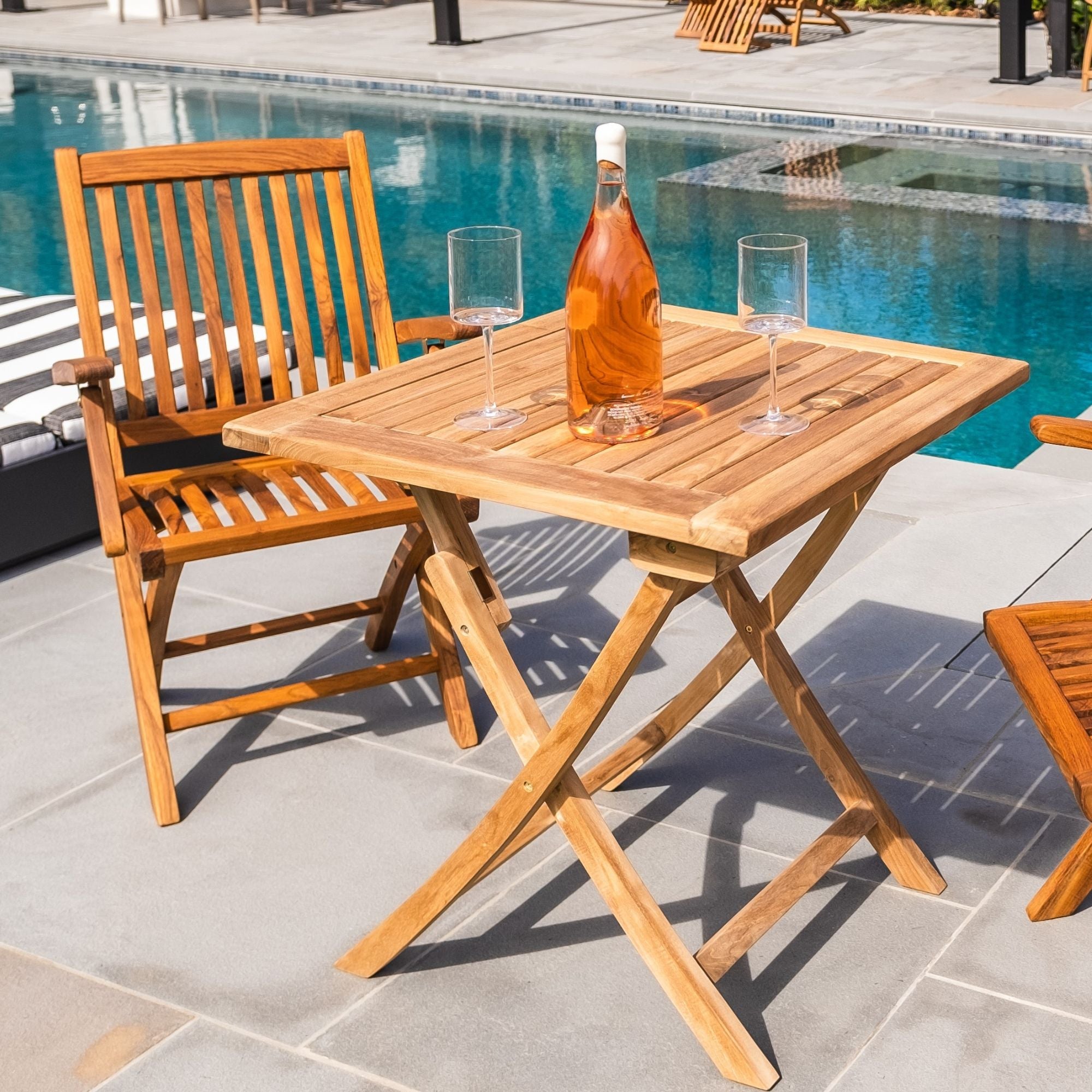 Natural Teak Telluride Outdoor Folding Patio Arm Chair