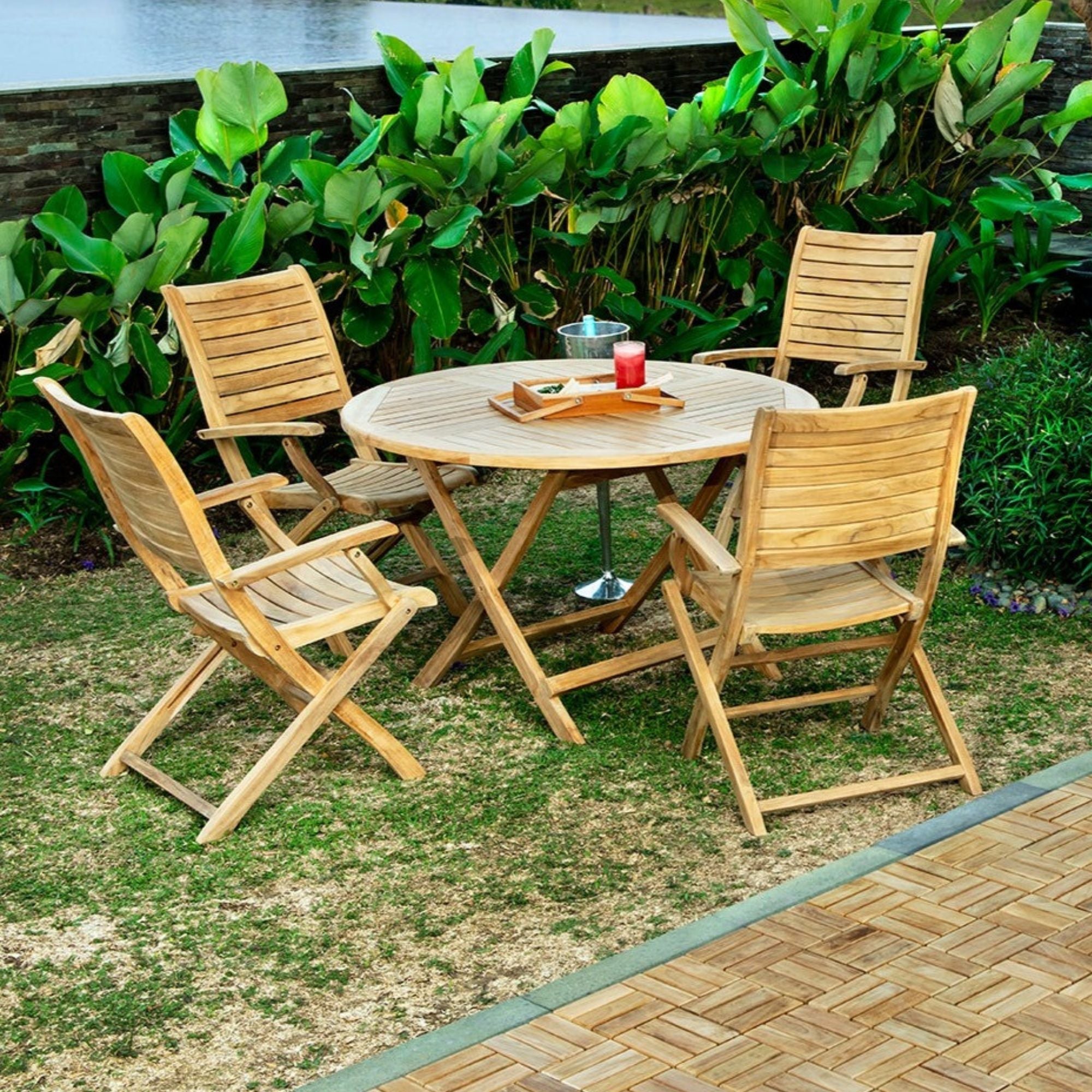 Natural Teak Naples Outdoor Folding Patio Chair