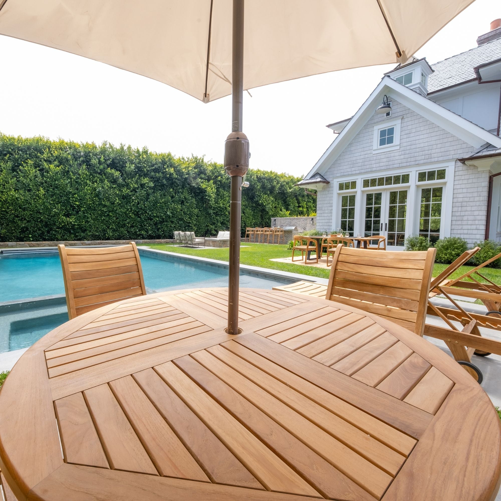 Natural Teak Naples Outdoor Folding Dining Table - 47" Round