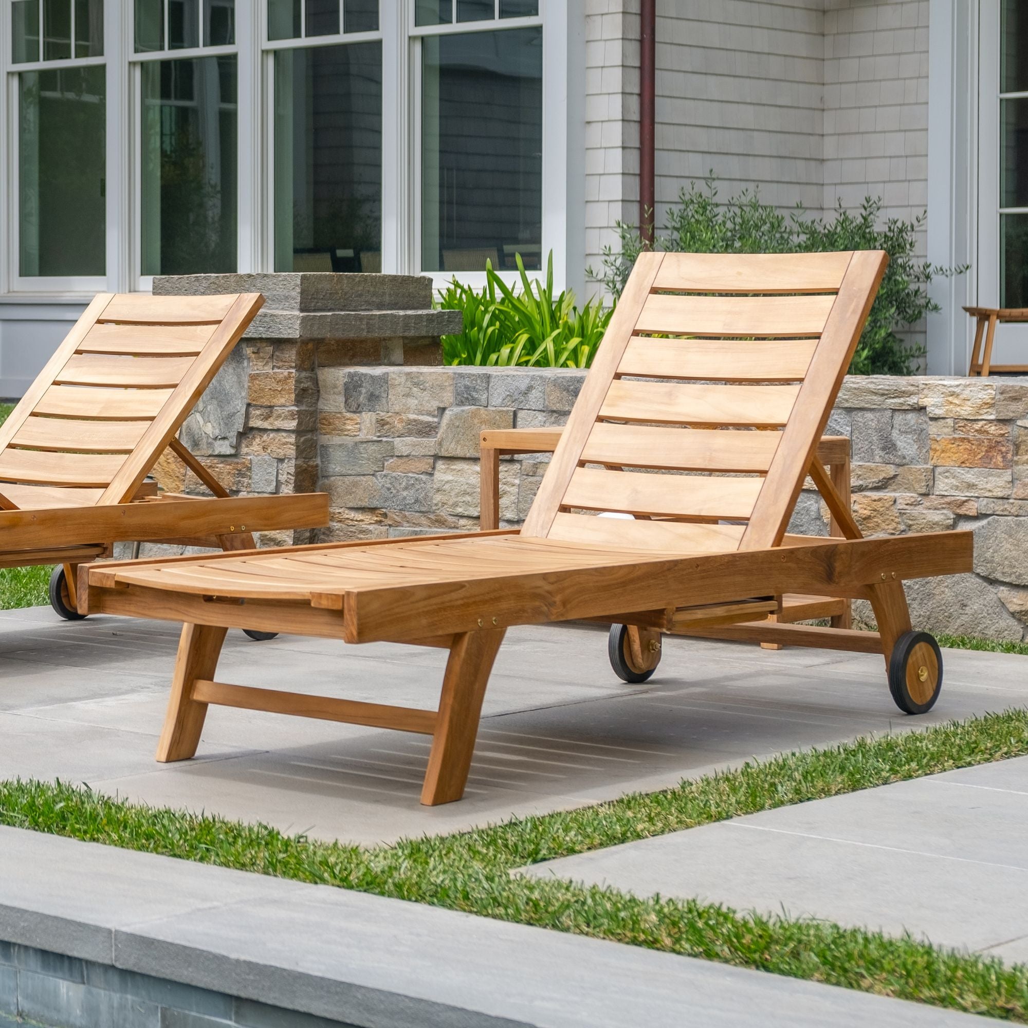 Natural Teak Naples Outdoor Adjustable Sun Lounger