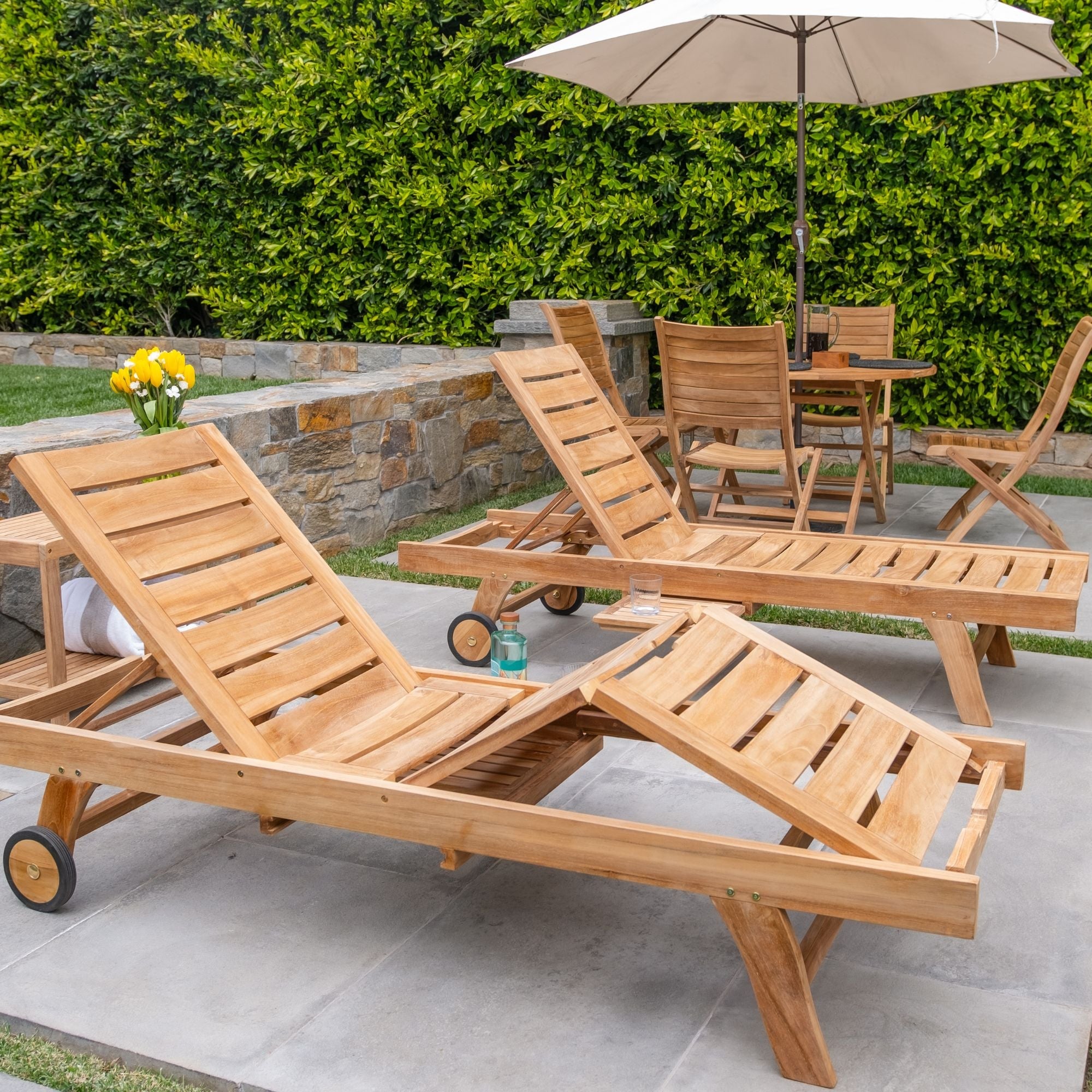 Natural Teak Naples Outdoor Adjustable Sun Lounger