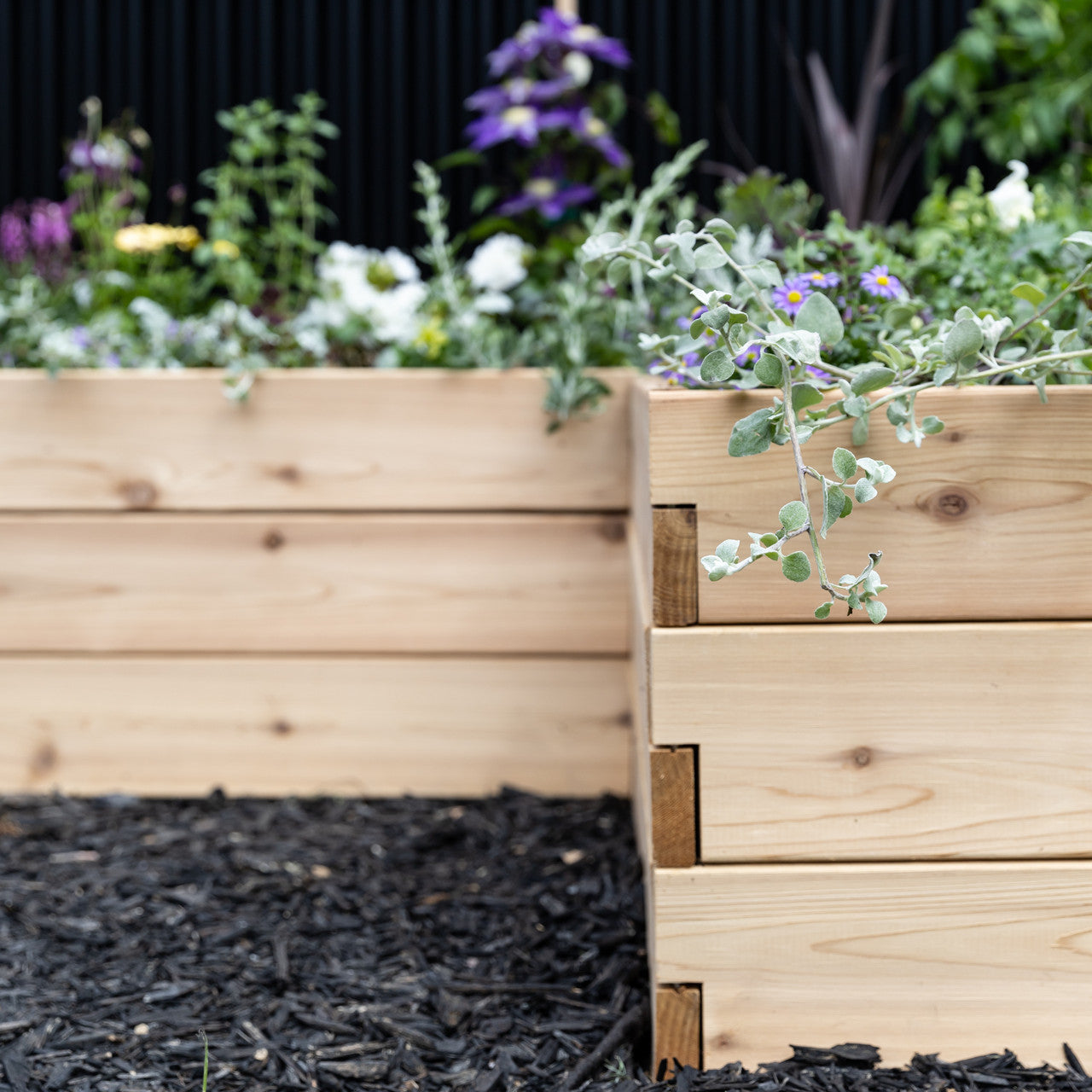 Classic Natural Cedar L-Shaped Raised Garden Beds
