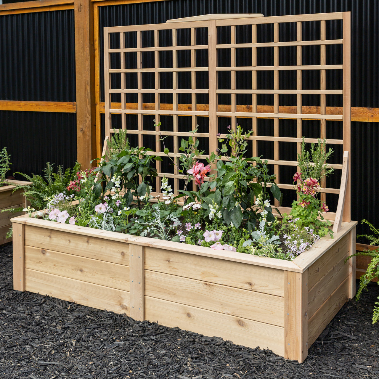 16.5" Height - 3' x 6' Raised Garden Bed with 48" Trellis 