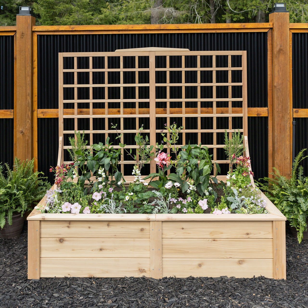 16.5" Height - 3' x 6' Raised Garden Bed with 48" Trellis 