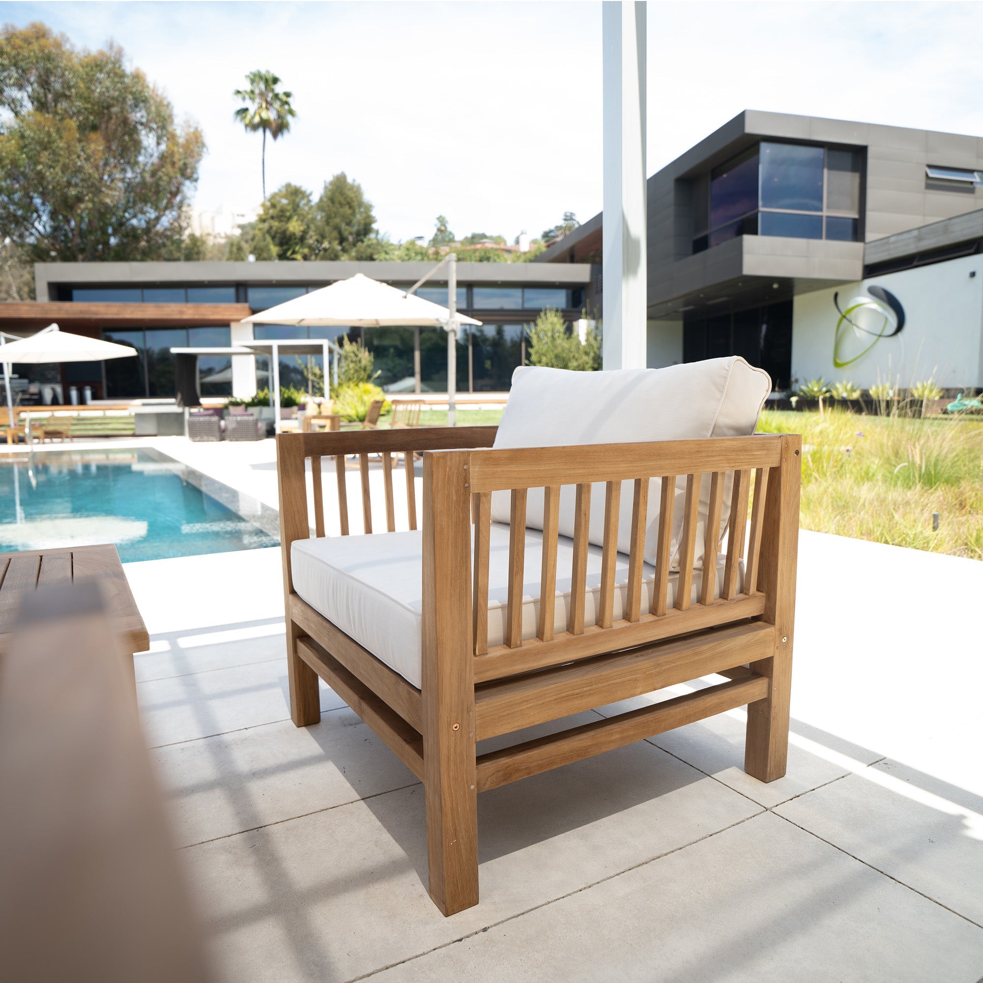 Natural Teak Kauai Outdoor Deep Seating Couch & Accent Chair Set