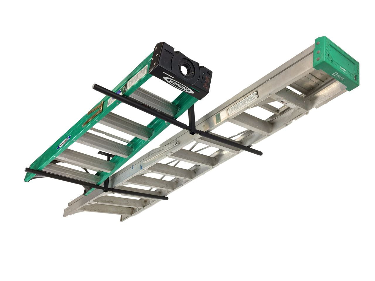 Adjustable Ceiling Hi-Port Ladder Storage Rack - Double
