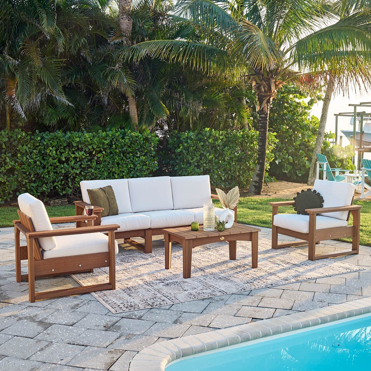 Antique Mahogany Frame & Canvas Cushion