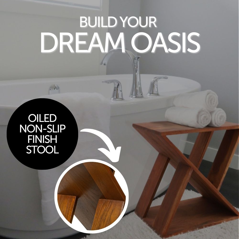 Natural Teak Slatted Stool